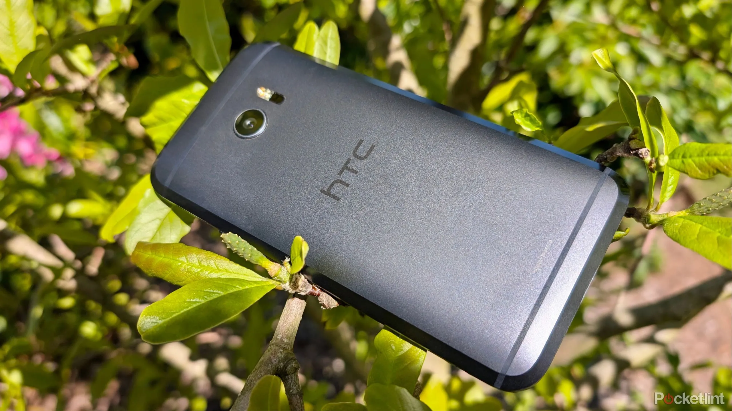 Góc nhìn cận cảnh mặt trước điện thoại HTC 10, cho thấy viền màn hình và nút home tích hợp cảm biến vân tay