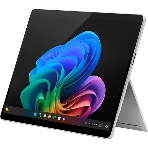 Hình ảnh máy tính bảng lai laptop Microsoft Surface Pro 11 thế hệ mới với màn hình cảm ứng và bàn phím Type Cover.