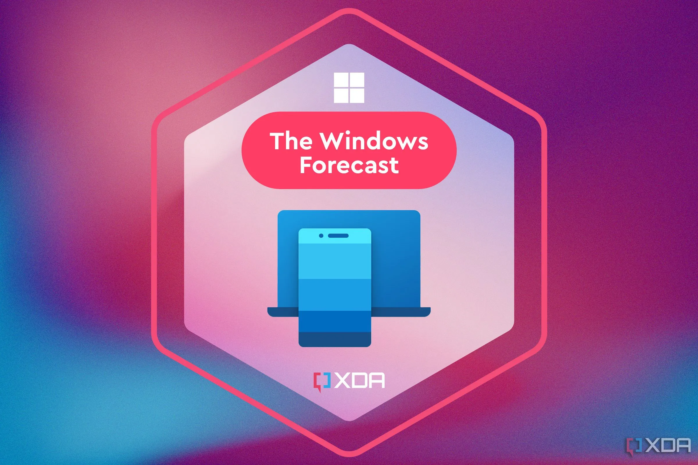 Hình ảnh minh họa chuyên mục 'The Windows Forecast' về cập nhật Windows và ứng dụng Phone Link