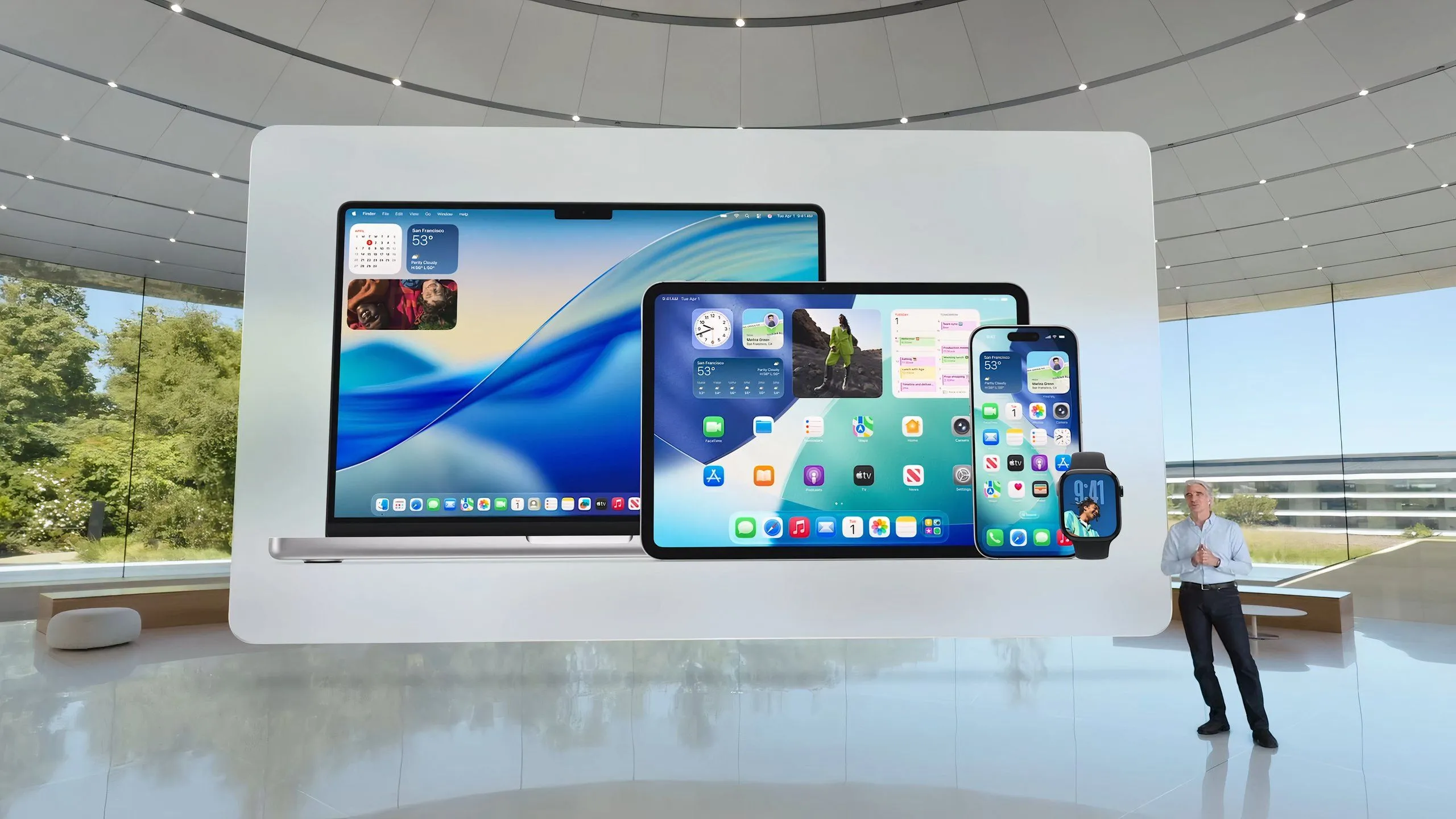 Khung cảnh sự kiện WWDC 2025 của Apple, nơi giới thiệu iOS 26 và các tính năng mới.