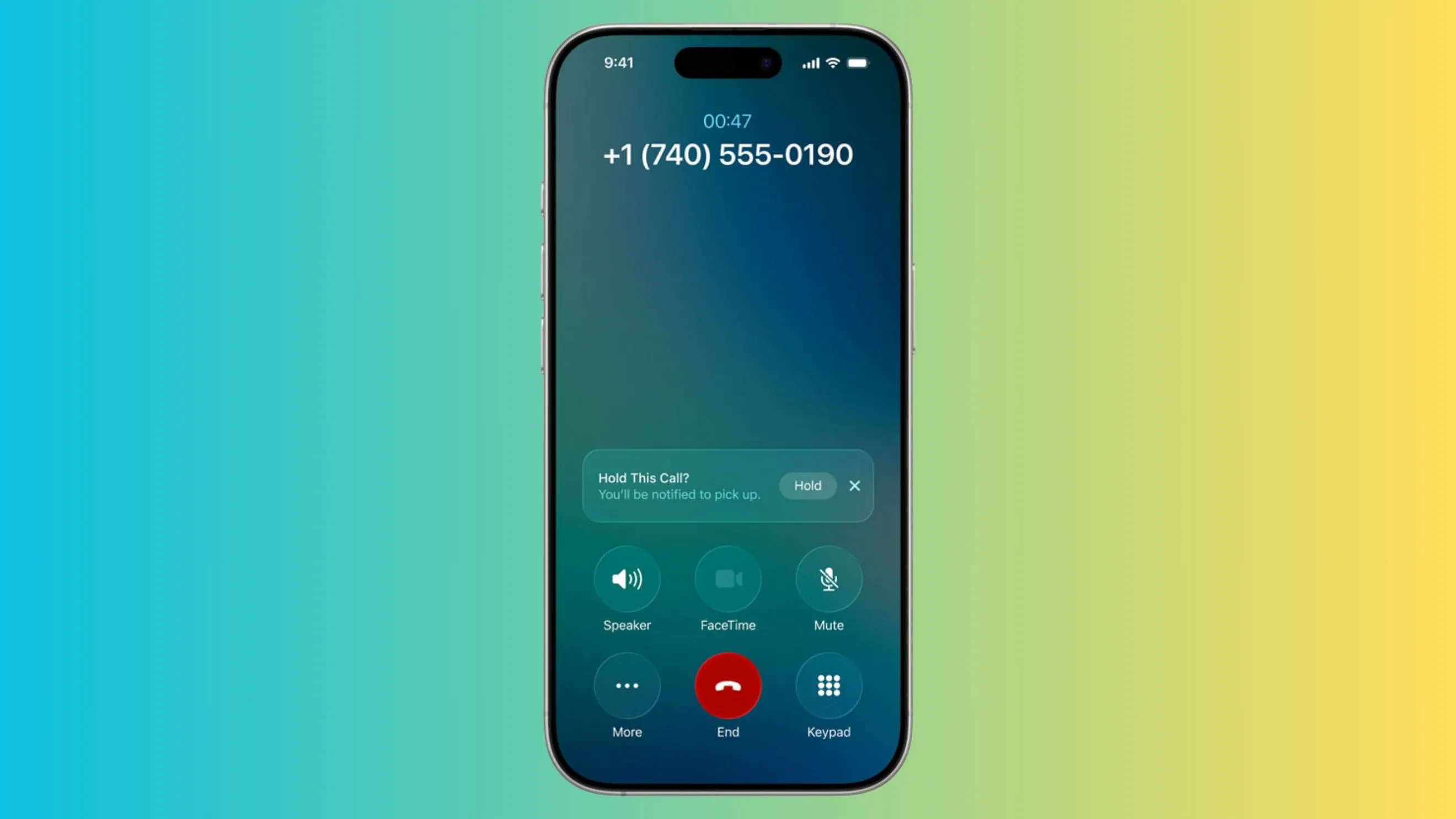 Màn hình iPhone hiển thị tính năng Hold Assist trên iOS 26.