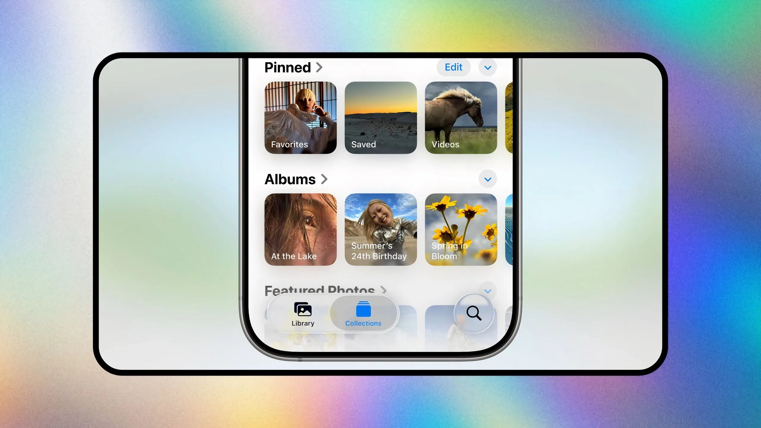 Ứng dụng Photos trên iOS 26 với sự trở lại của tab Bộ sưu tập