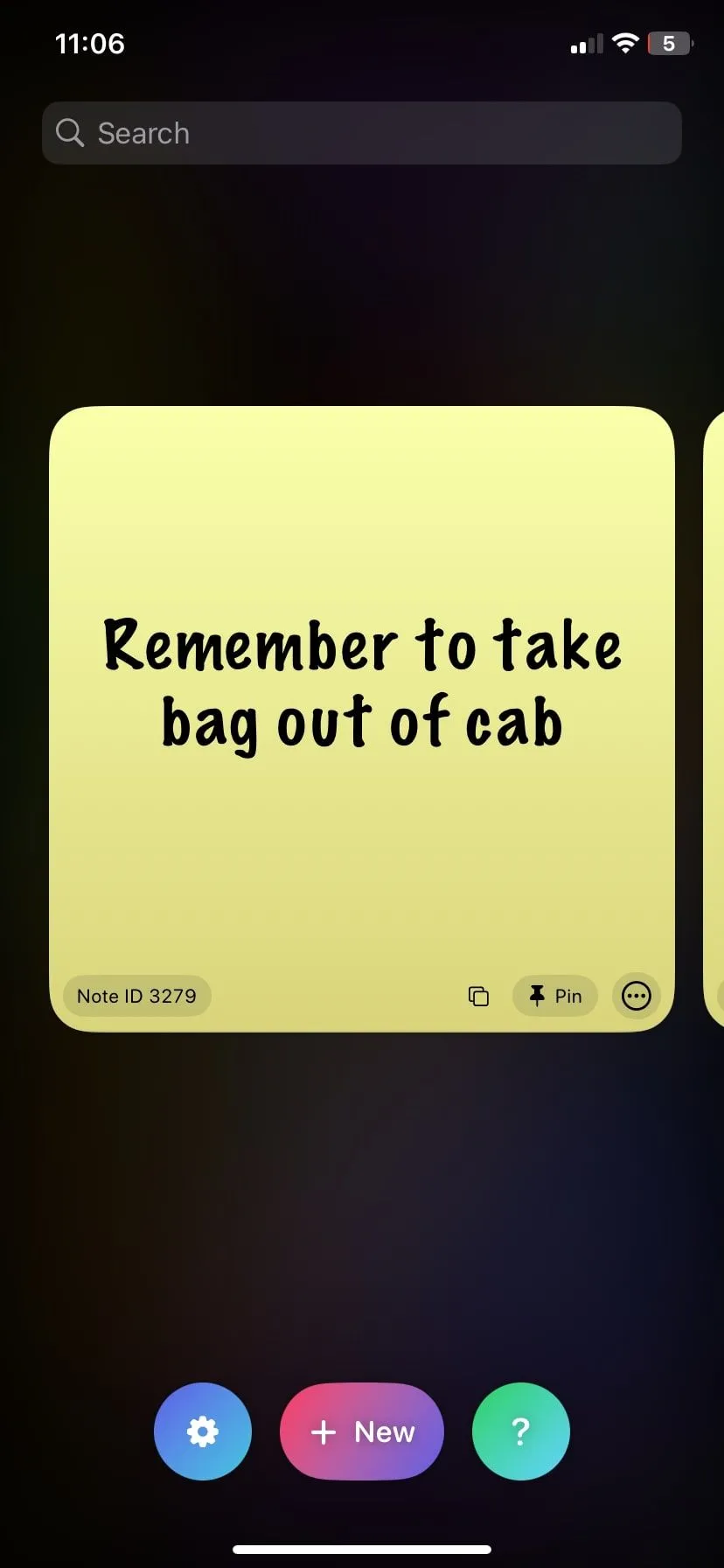 Giao diện chính ứng dụng Sticky Widgets, cho phép người dùng tạo và quản lý các ghi chú dán