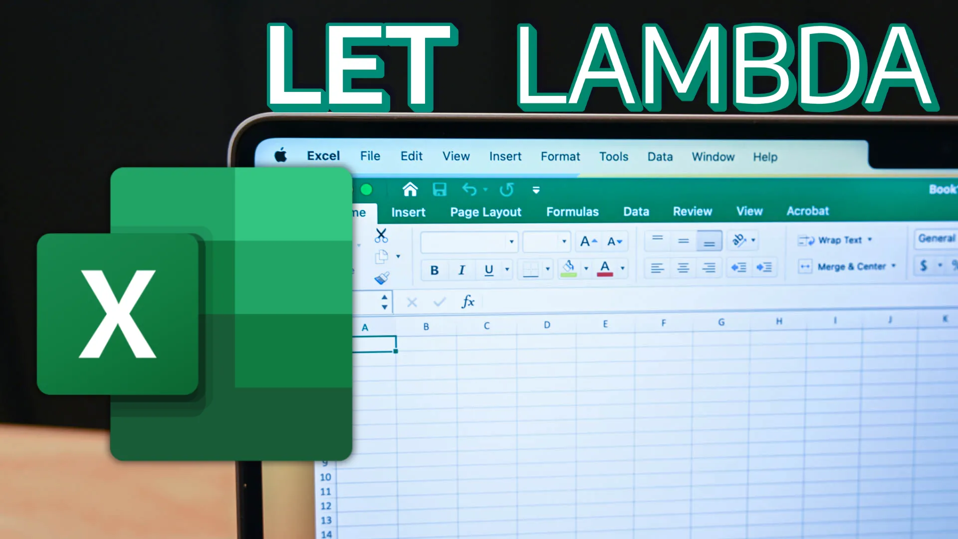 Giao diện Microsoft Excel đang mở trên máy Mac, minh họa việc sử dụng các hàm LET và LAMBDA