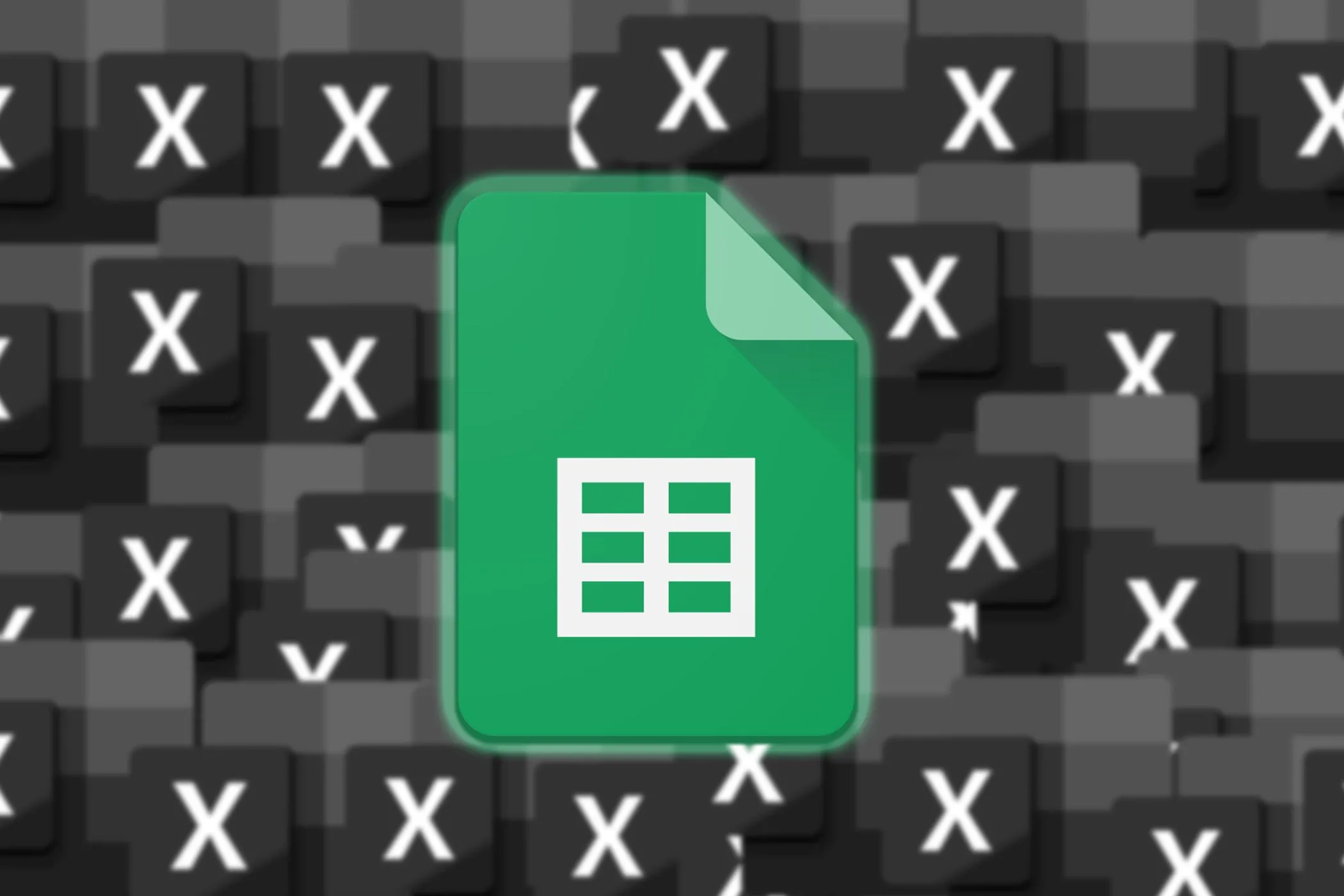 Logo Google Sheets trên nền các logo Excel mờ