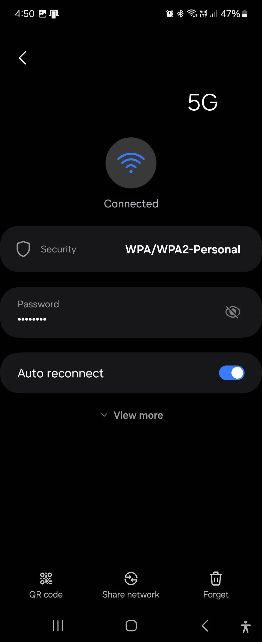 Màn hình cài đặt mạng Wi-Fi trên One UI 6.1 của Samsung, nơi người dùng có thể truy cập tùy chọn mã QR để chia sẻ kết nối Wi-Fi một cách an toàn và tiện lợi.