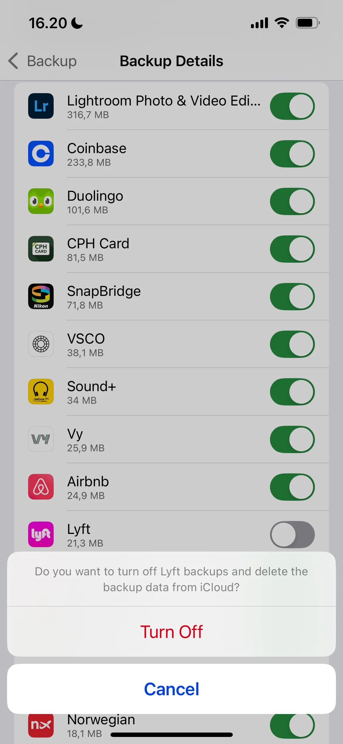 Tắt sao lưu iCloud cho từng ứng dụng