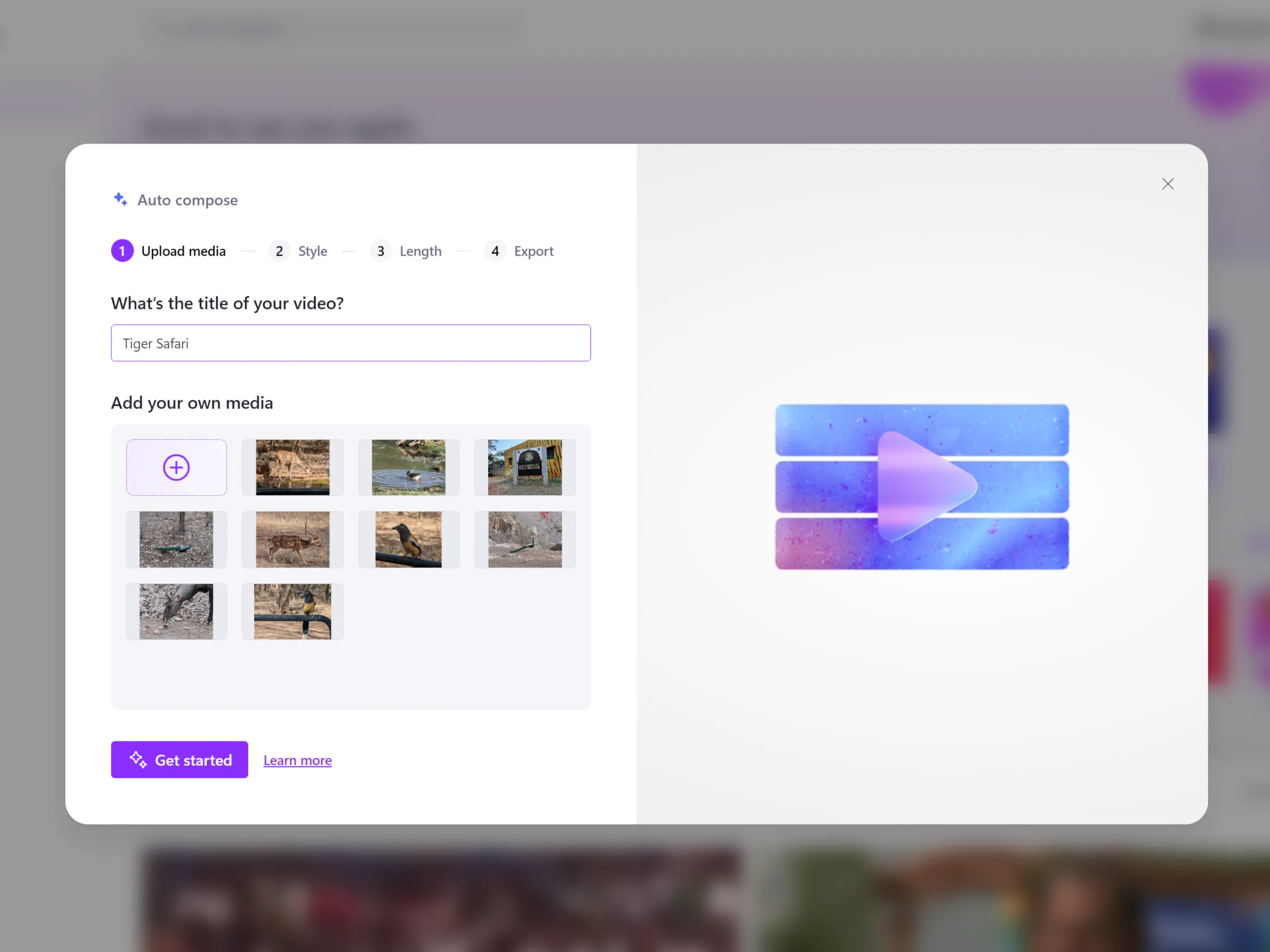 Tính năng Auto Compose của Clipchamp trên Windows 11 tự động tạo video từ ảnh và video đã chọn.