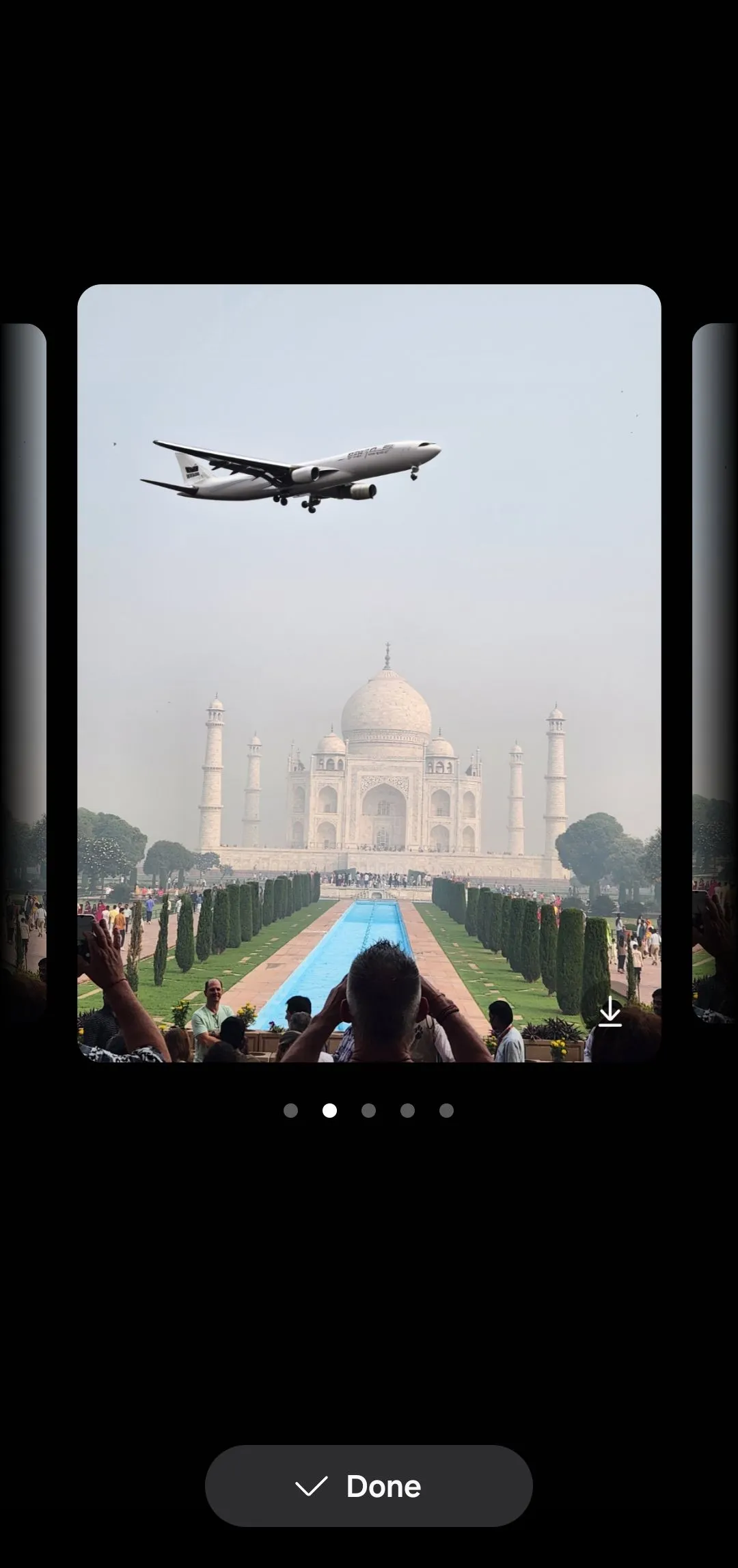 Tính năng phác thảo thành hình ảnh Sketch to Image với máy bay trên Taj Mahal trên Galaxy AI