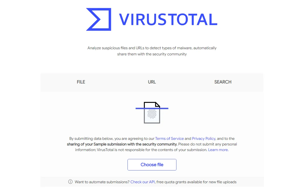 Trang chủ VirusTotal, công cụ quét virus trực tuyến cho tệp và liên kết