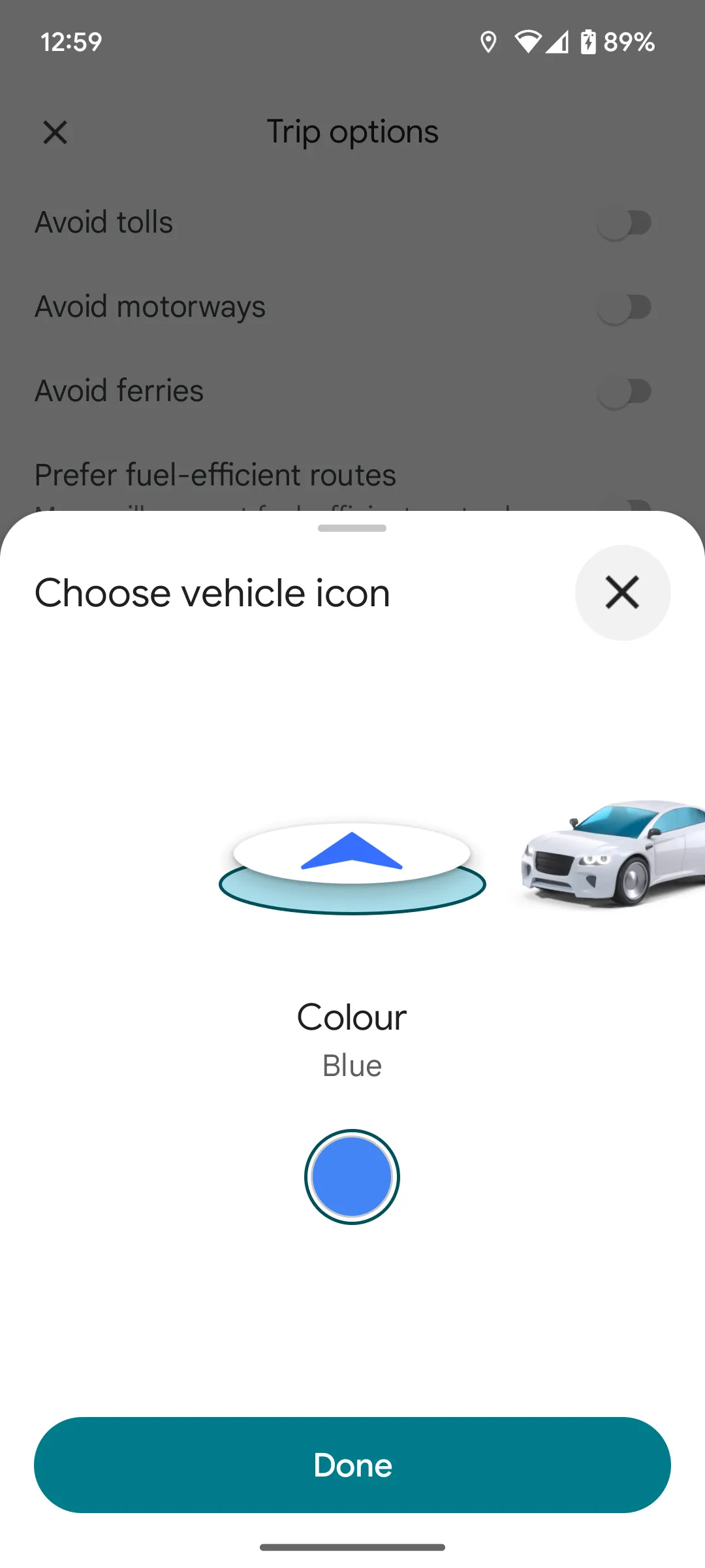 Tùy chọn biểu tượng xe Google Maps