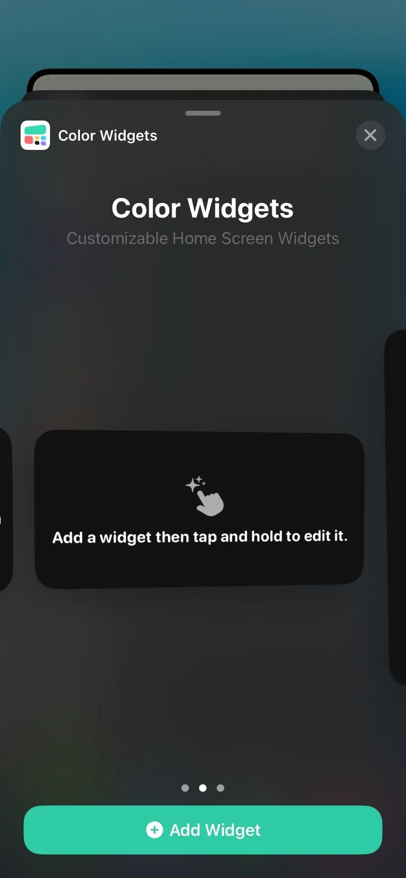 Widget Color Widgets hiển thị đồng hồ và ngày tháng với nền màu sắc tùy chỉnh trên trang tiện ích