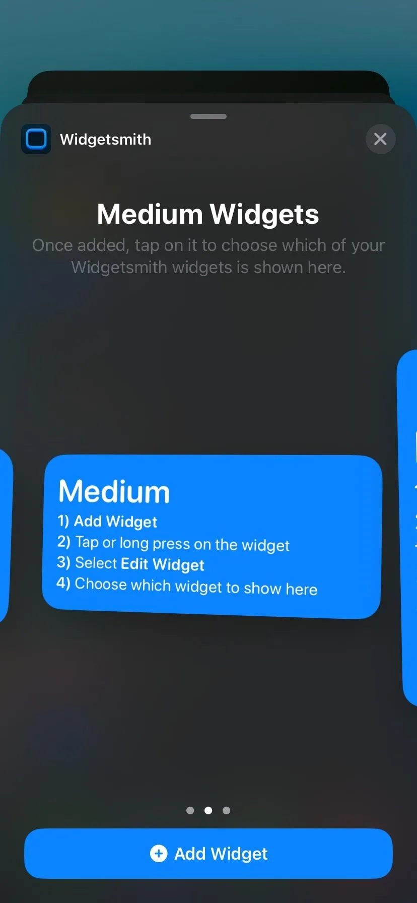 Widget do Widgetsmith tạo hiển thị trên màn hình tiện ích, với các tùy chọn thời gian và ngày tháng