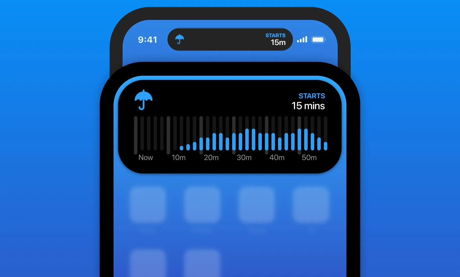 Biểu tượng thời tiết của Carrot Weather hiển thị trên Dynamic Island của iPhone.