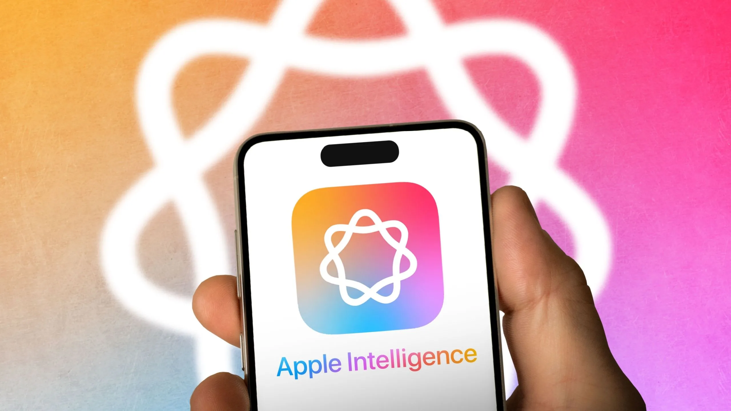 Biểu tượng và chữ Apple Intelligence hiển thị trên màn hình điện thoại iPhone, thể hiện một tính năng trí tuệ nhân tạo của Apple.