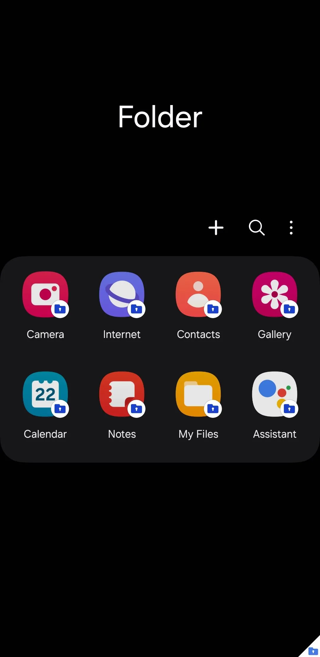 Biểu tượng và giao diện Thư mục bảo mật Secure Folder trên điện thoại Samsung Galaxy, nơi lưu trữ dữ liệu riêng tư được bảo vệ