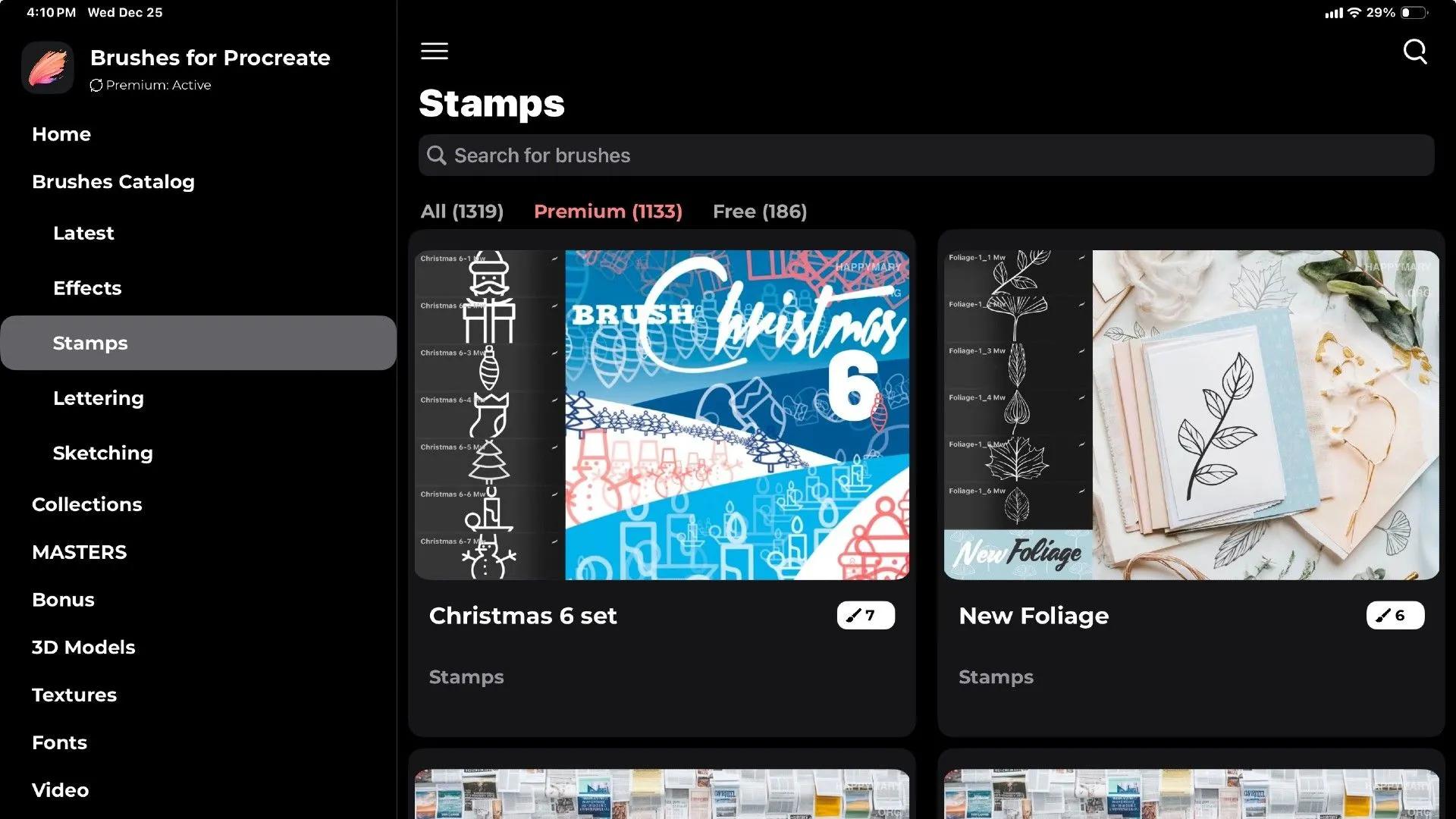 Bộ sưu tập tem và hình dán kỹ thuật số được sử dụng để trang trí scrapbook trên Procreate.