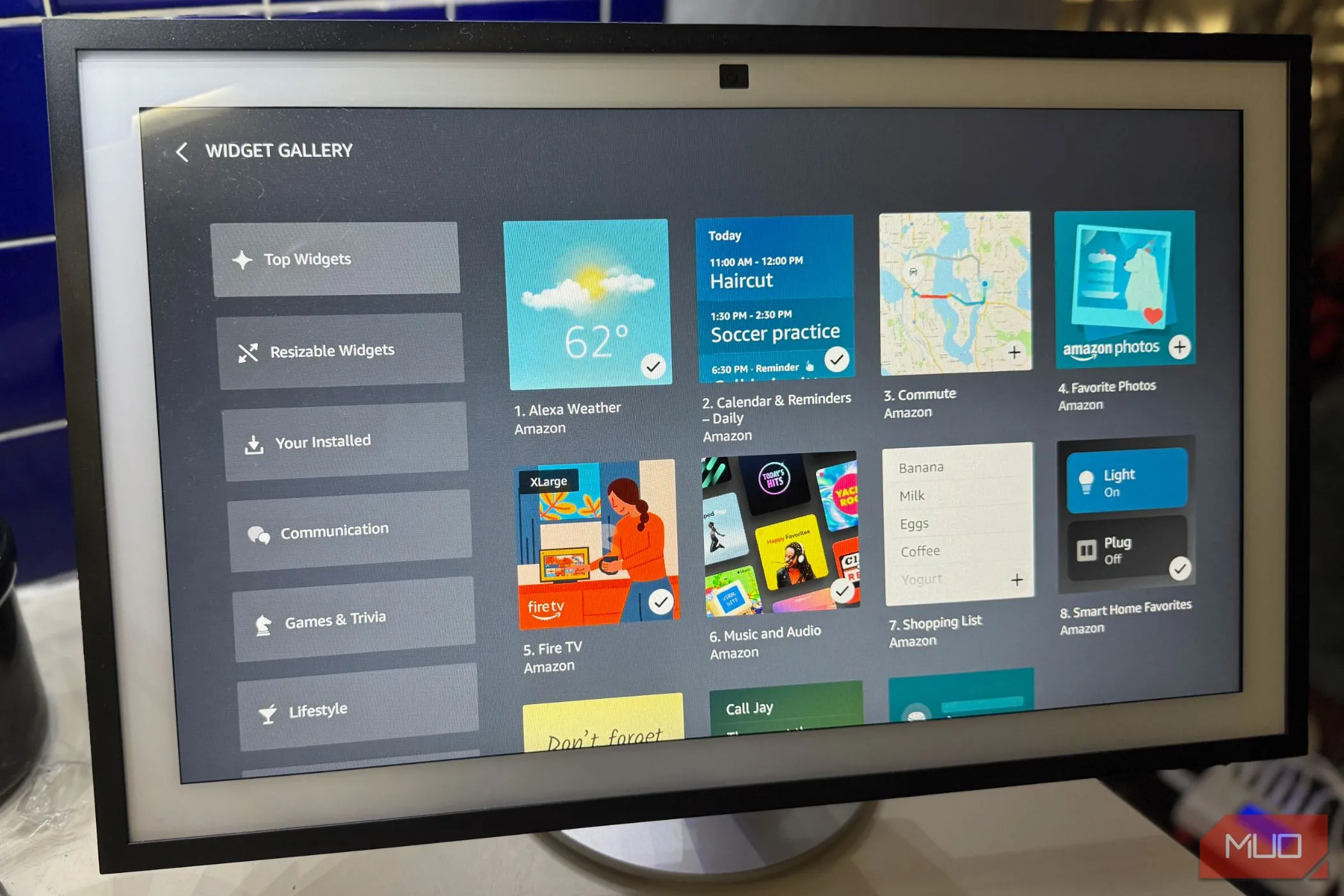 Bộ sưu tập widget trên màn hình Amazon Echo Show 21
