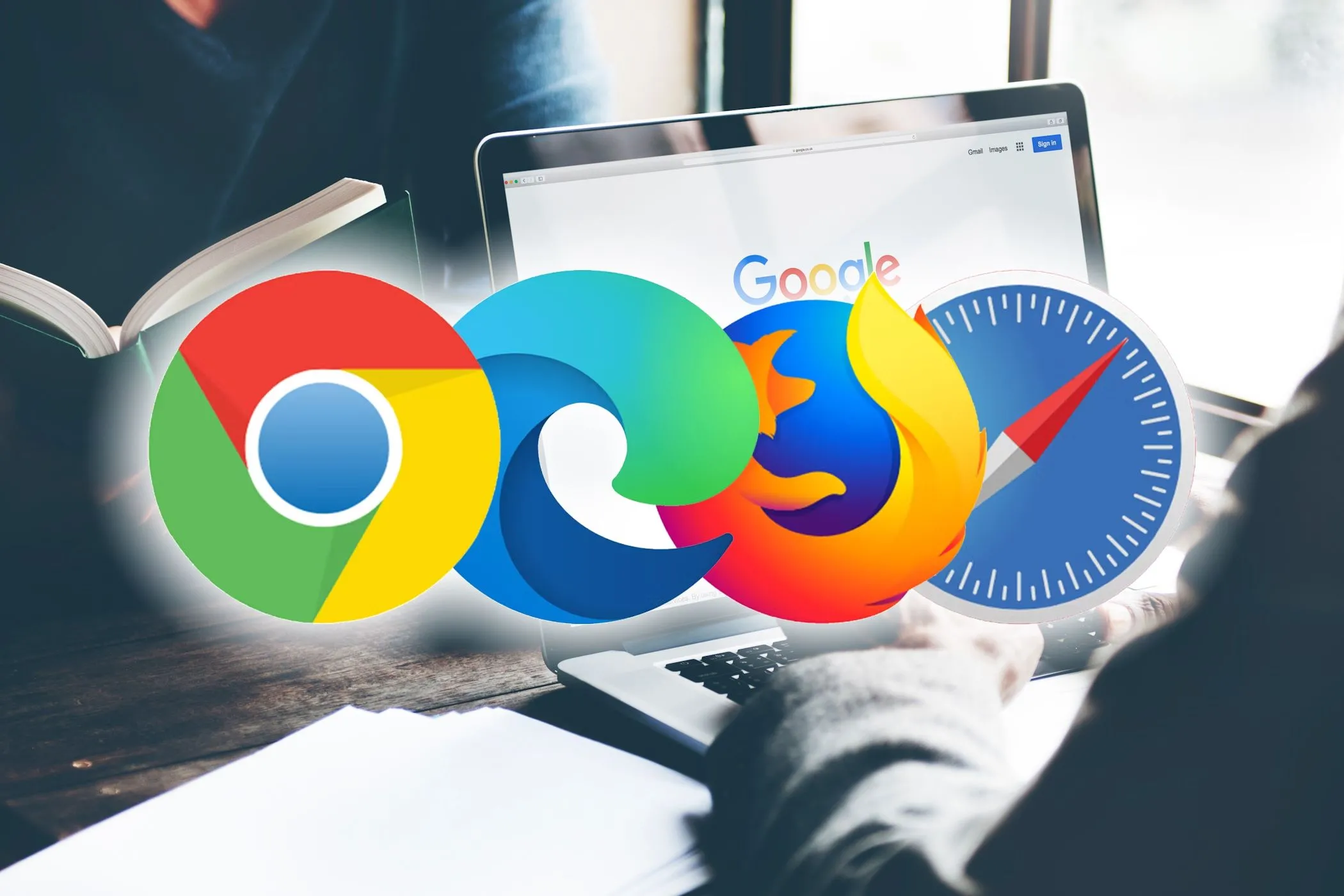 Các biểu tượng trình duyệt Chrome, Edge, Firefox, Safari, minh họa các lựa chọn trình duyệt phổ biến và quyết định chuyển đổi của người dùng.