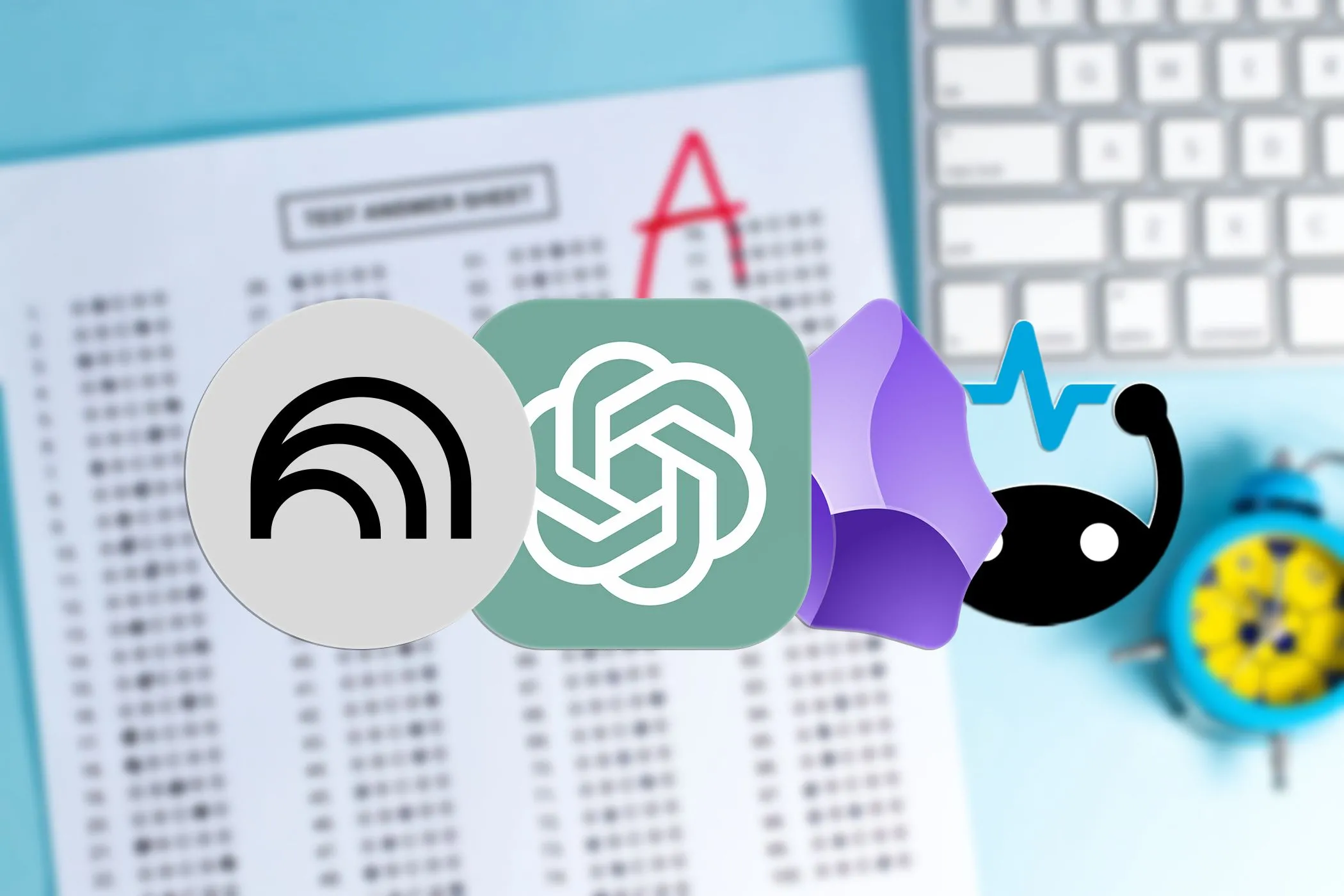 Các logo của ChatGPT, NotebookLM, Obsidian và Brainscape tượng trưng cho công cụ học tập và ghi chú thông minh