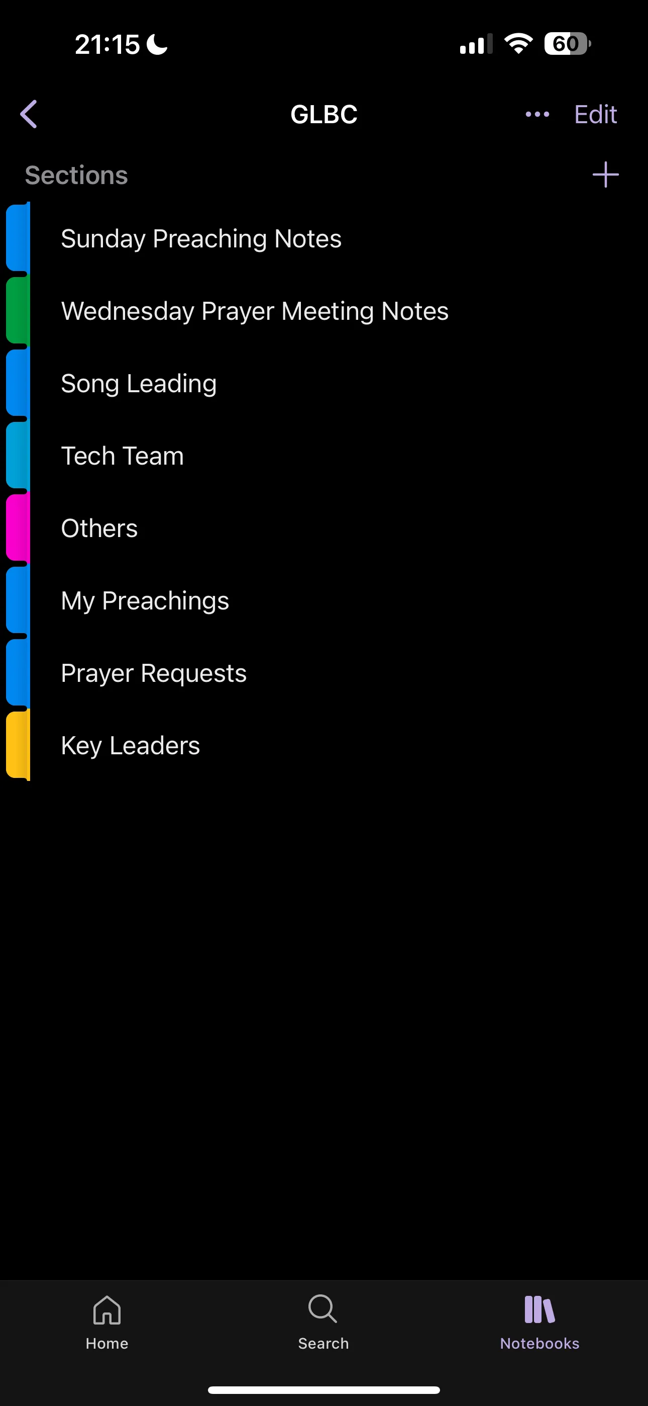 Các mục trong sổ ghi chú OneNote được sắp xếp khoa học theo chương