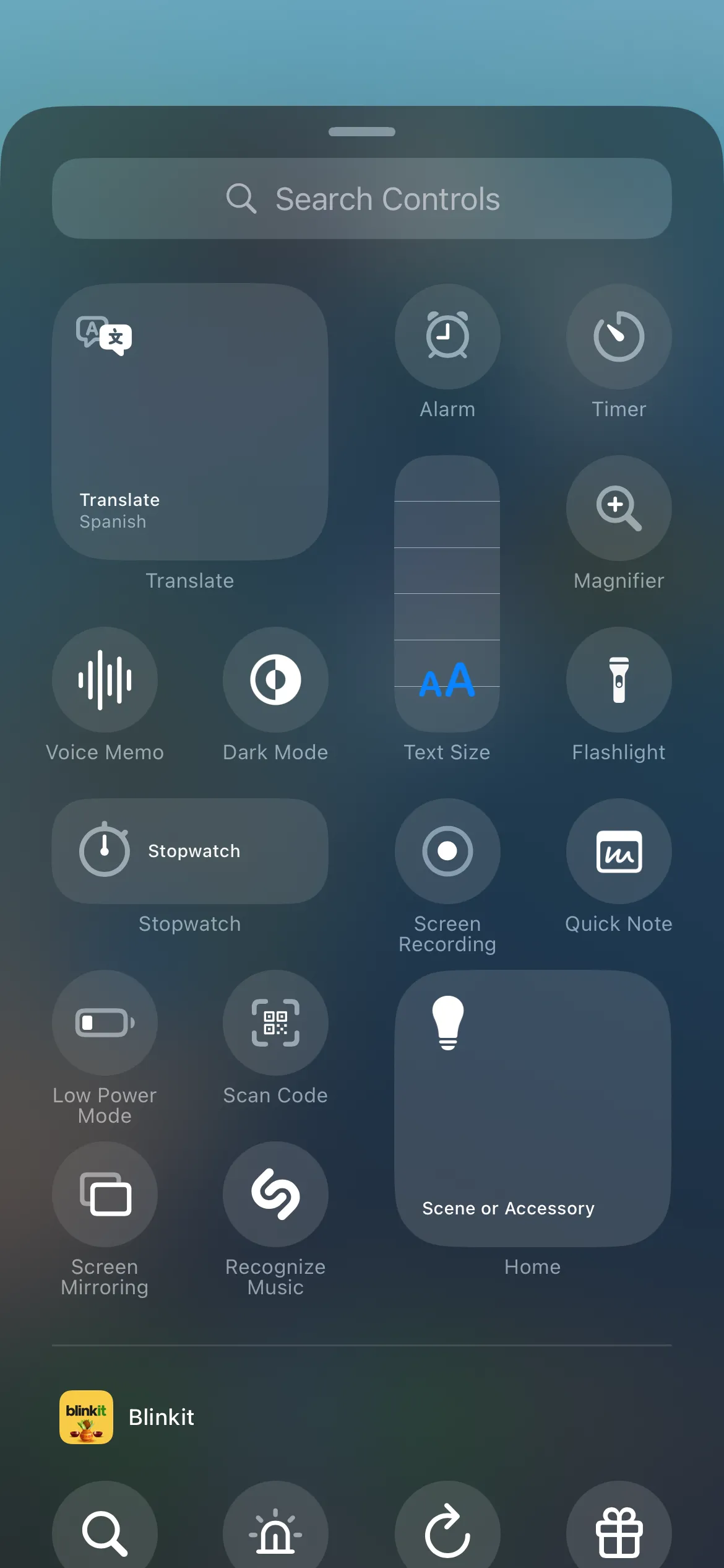 Các tùy chọn điều khiển có sẵn trong Trung tâm điều khiển của iPhone