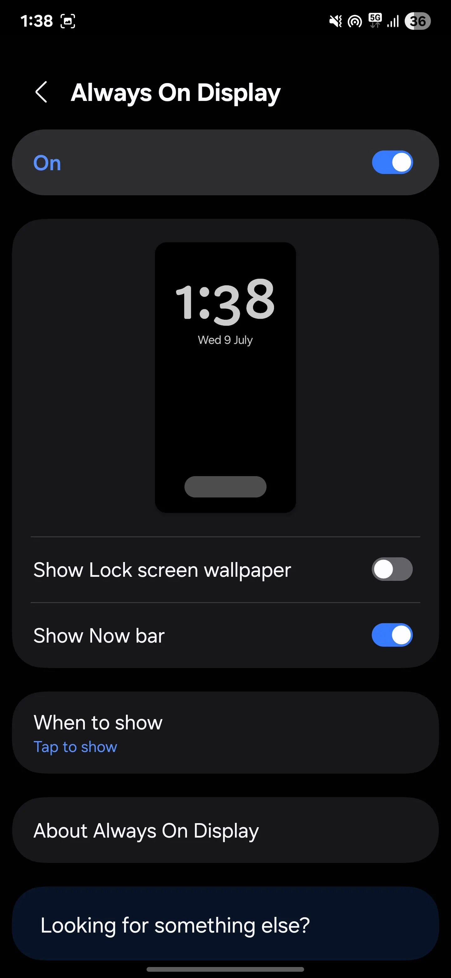 Các tùy chọn hiển thị Always On Display trên điện thoại Samsung
