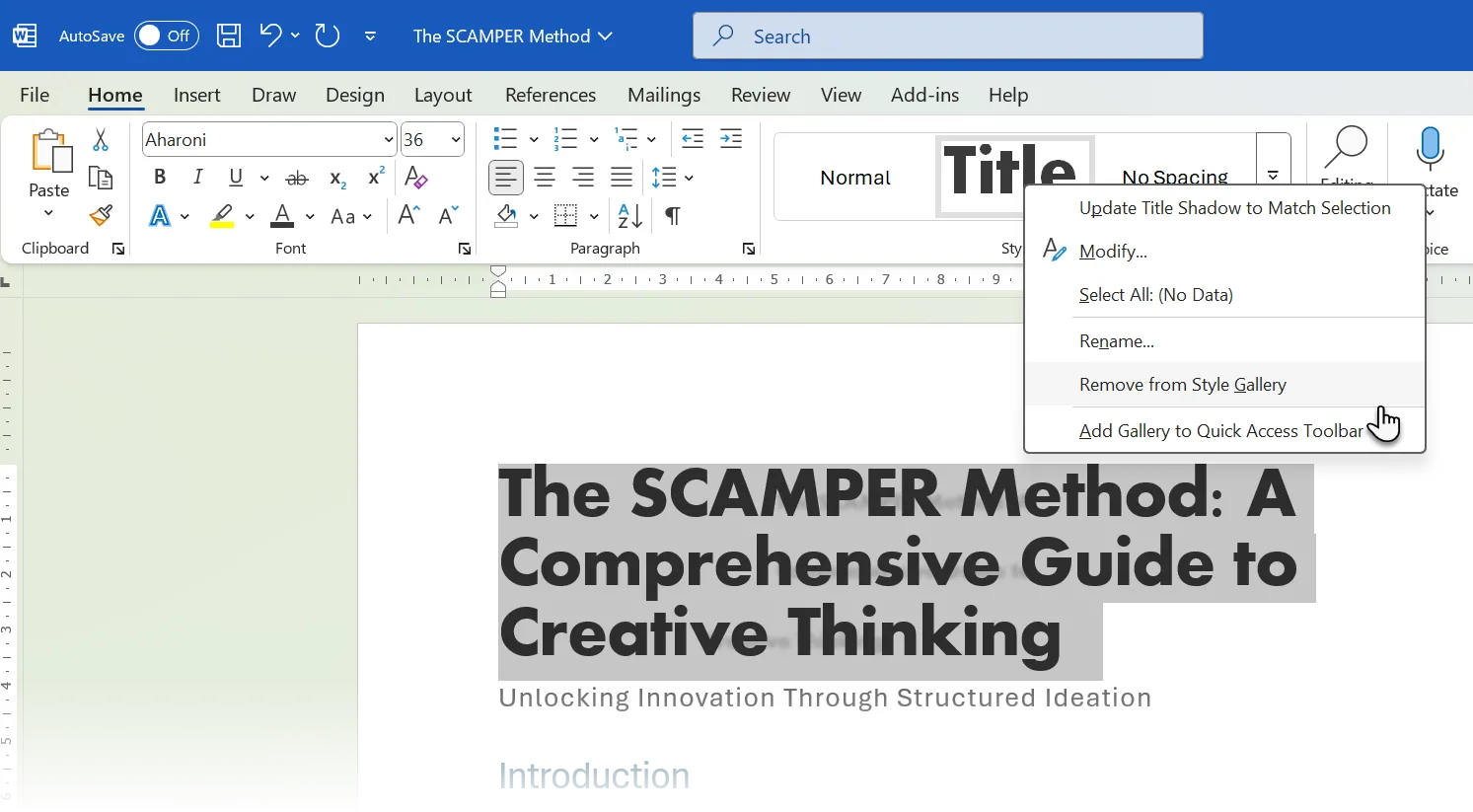 Cách loại bỏ kiểu khỏi Thư viện Kiểu trong Microsoft Word