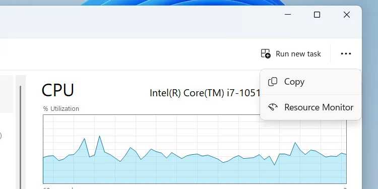 Cách mở Giám sát Tài nguyên từ thẻ Hiệu suất của Task Manager