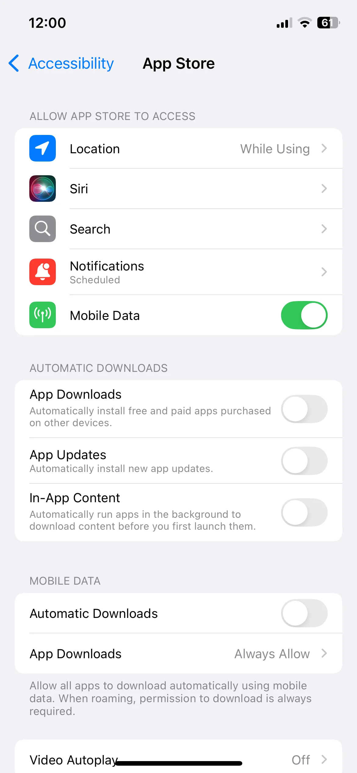 Cài đặt App Store trên iPhone để tắt tải về ứng dụng tự động