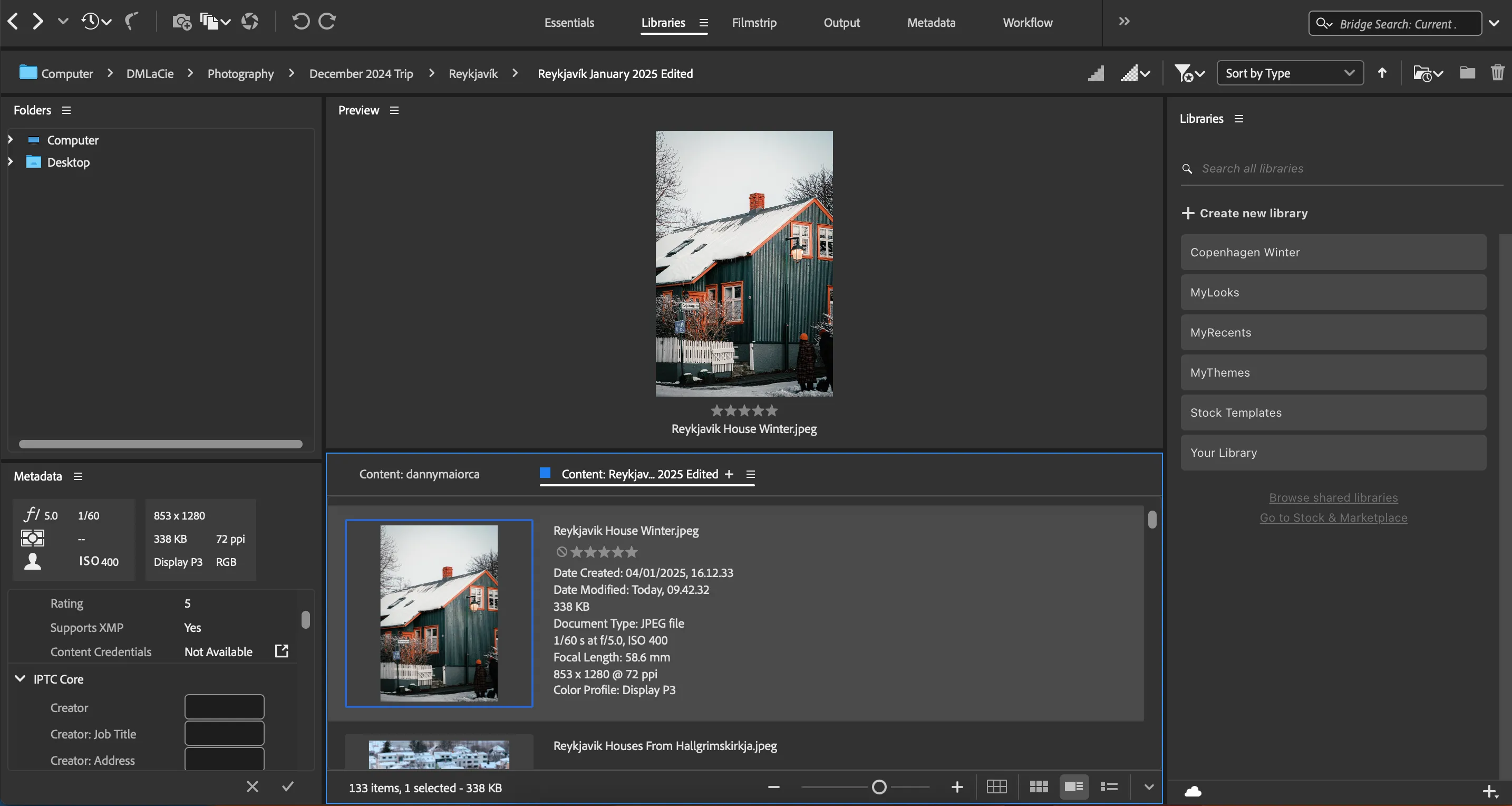 Cài đặt chỉnh sửa kích thước hiển thị của ảnh thumbnail trong giao diện Adobe Bridge