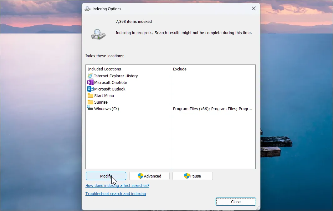 Cài đặt Lập chỉ mục trong Windows 11, một tính năng giúp tăng tốc tìm kiếm file trên hệ thống
