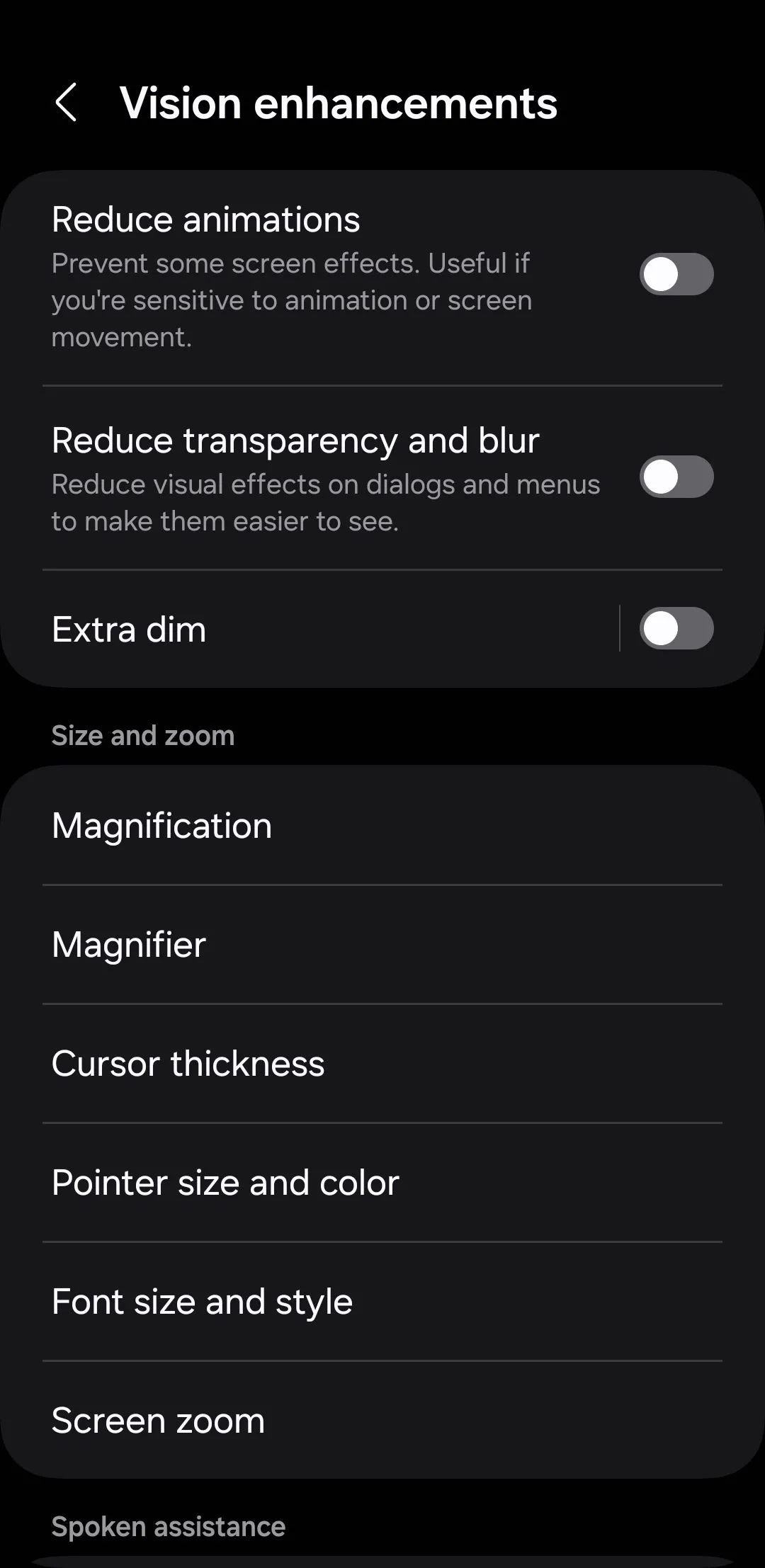 Cài đặt nâng cao thị giác với tùy chọn &quot;Extra dim&quot; (siêu tối) trên điện thoại Android