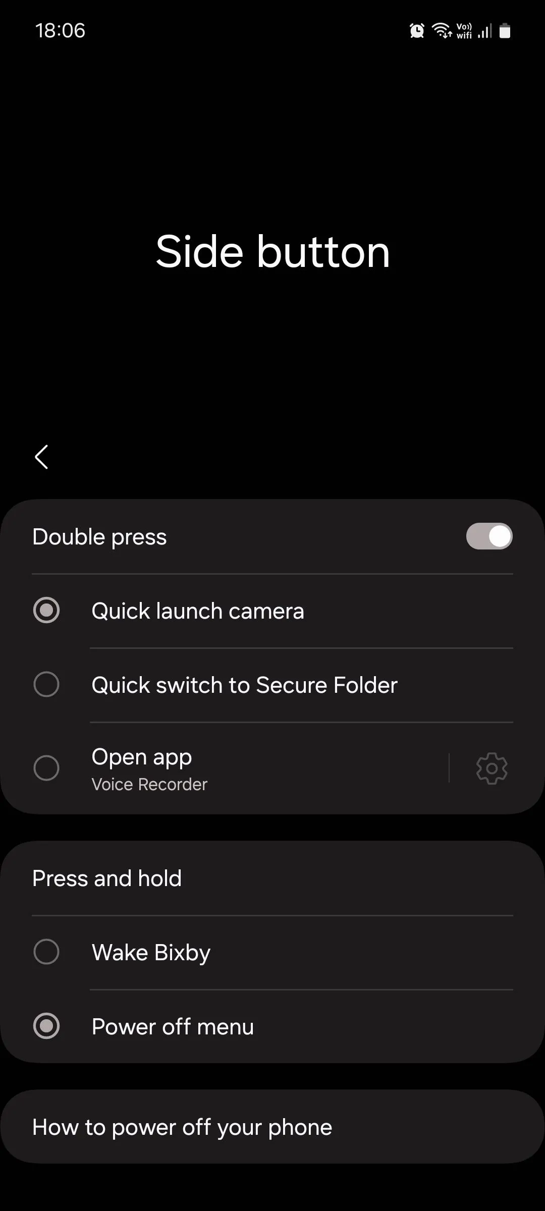 Cài đặt nút cạnh Samsung One UI