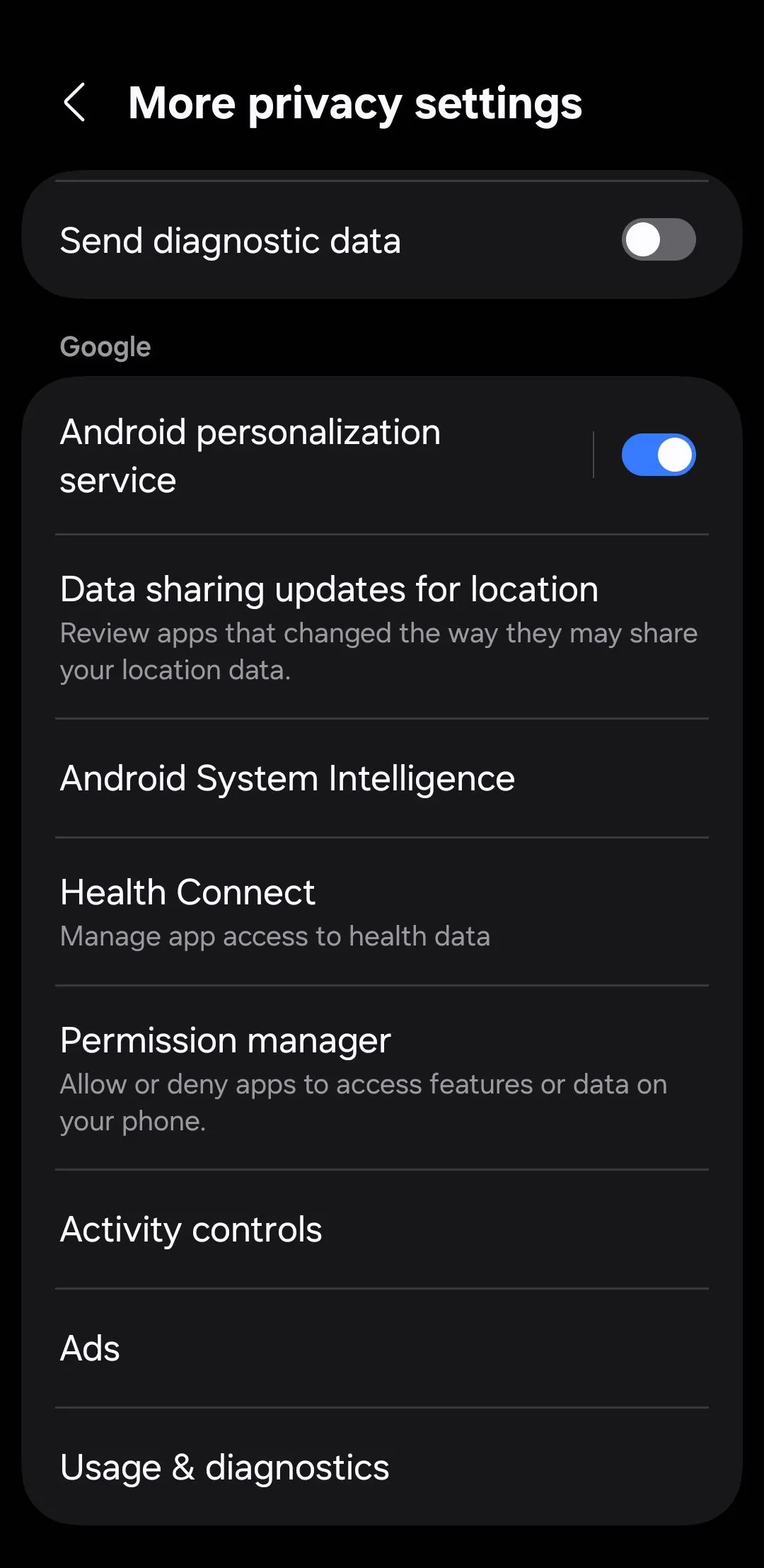 Cài đặt quyền riêng tư trên điện thoại Android, truy cập các tùy chọn bảo mật.