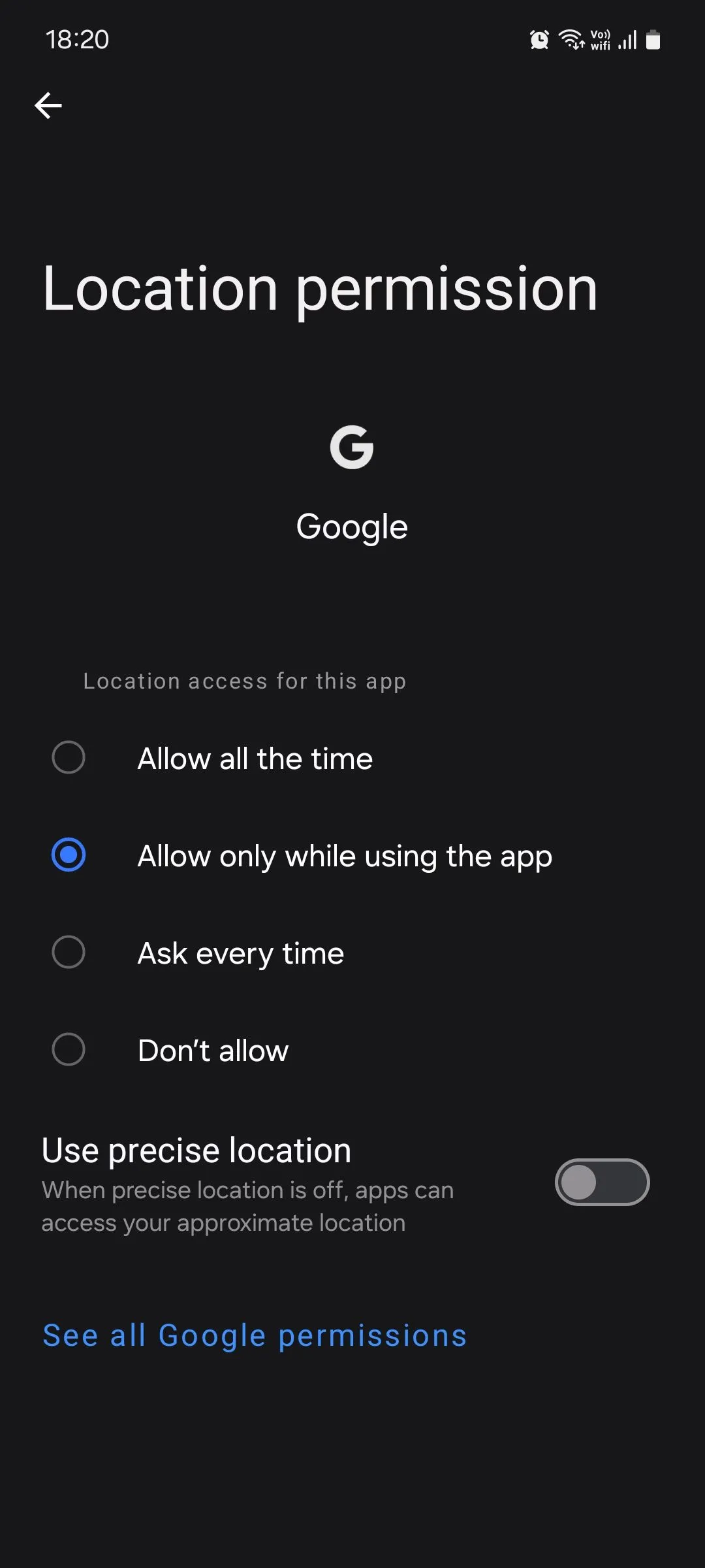 Cài đặt quyền vị trí Samsung One UI