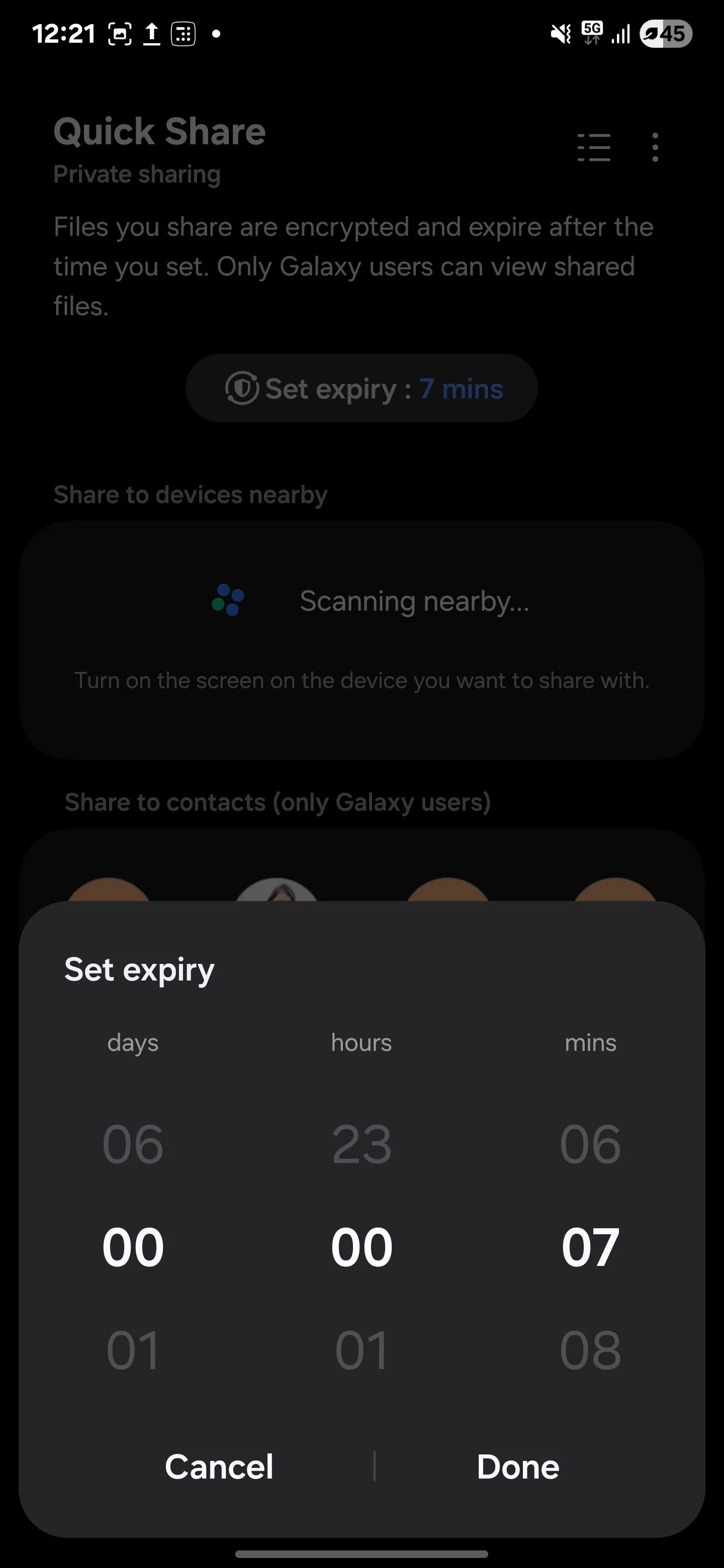 Cài đặt thời gian hết hạn cho tệp tin khi sử dụng tính năng Private Sharing của Samsung