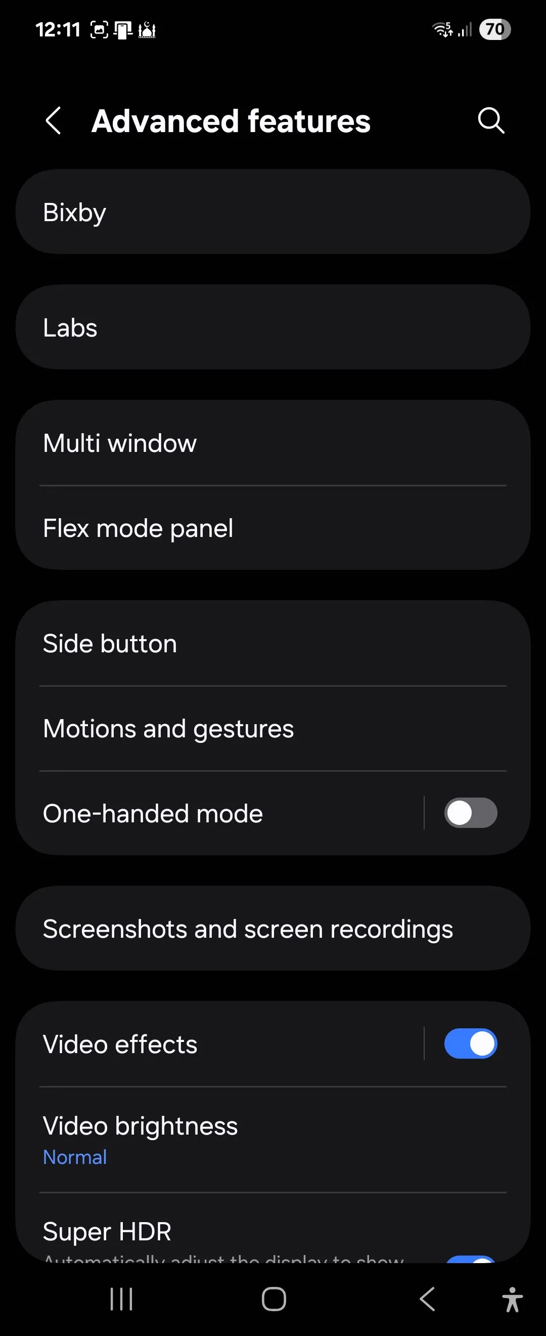 Cài đặt tính năng nâng cao (Advanced features) trên Galaxy Z Flip 6 chạy One UI 7