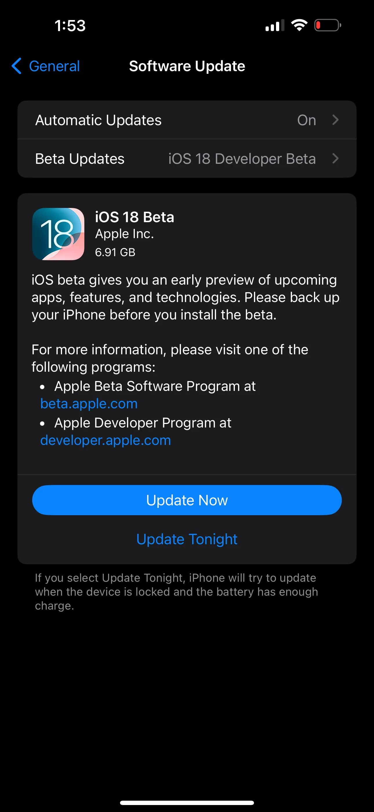 Cập nhật iOS 18 Beta xuất hiện trên iPhone