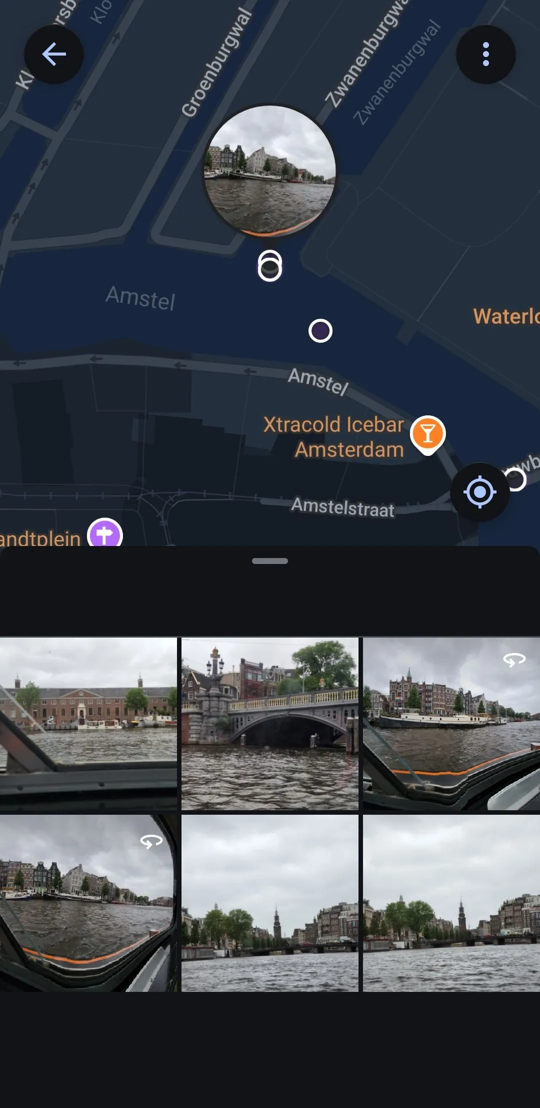 Chế độ xem bản đồ trong Google Photos với hình ảnh được chụp tại một địa điểm