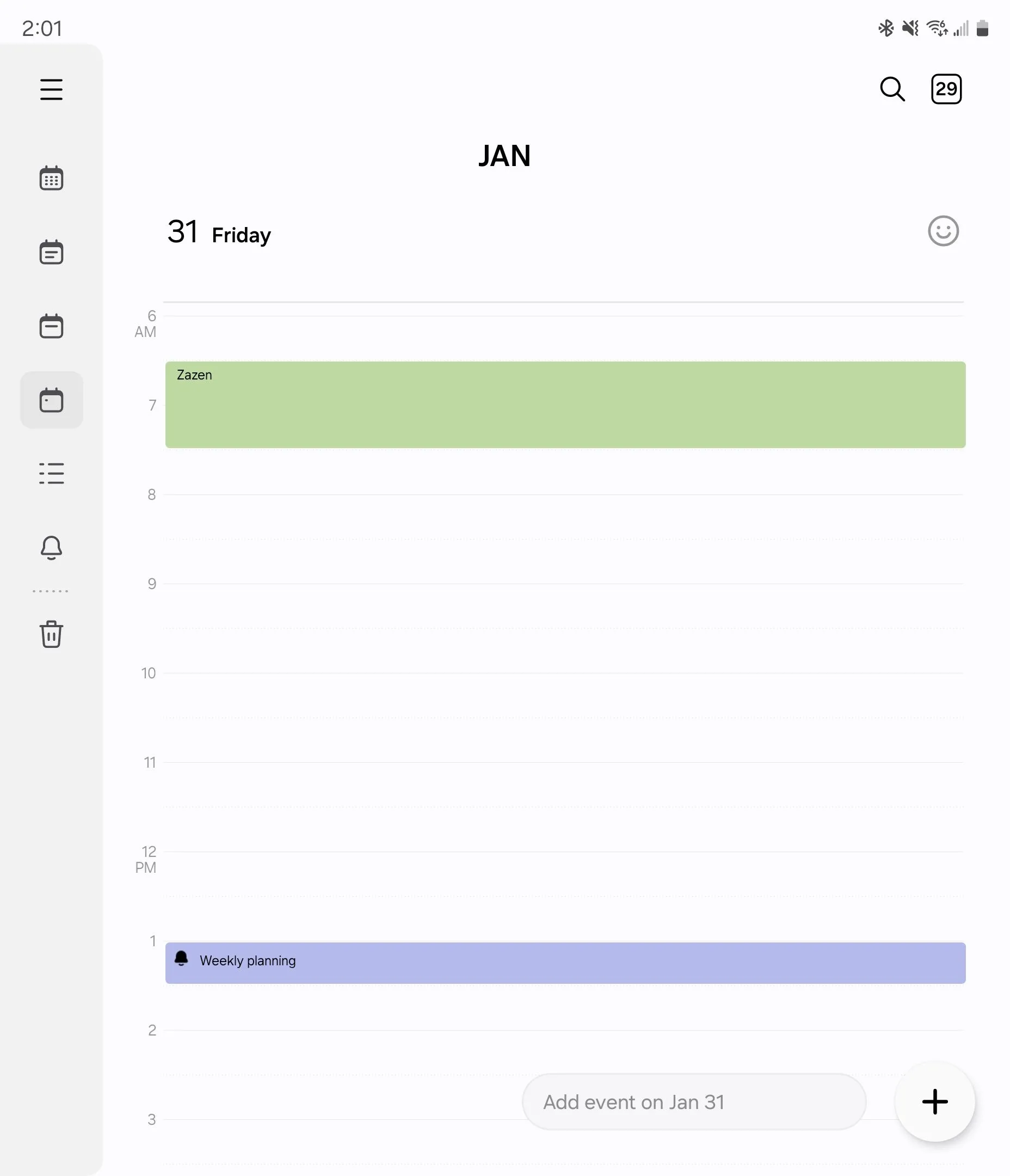 Chế độ xem hàng ngày của Samsung Calendar hiển thị cả nhiệm vụ Reminder