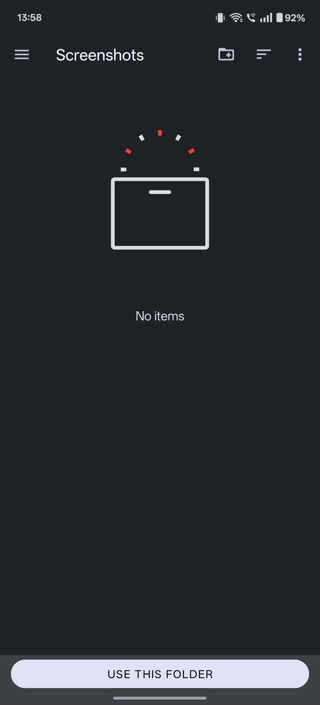 Chọn thư mục Screenshots để xóa tất cả ảnh chụp màn hình cho macro trong MacroDroid.