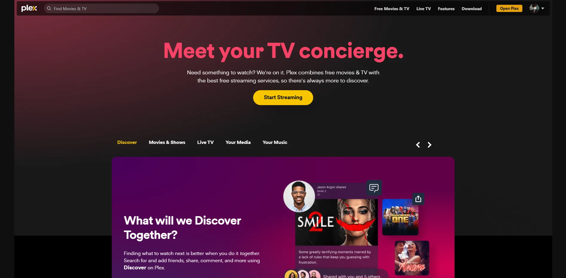 Cổng thông tin chính thức hoặc giao diện người dùng của Plex Media Server hiển thị thư viện media cá nhân.