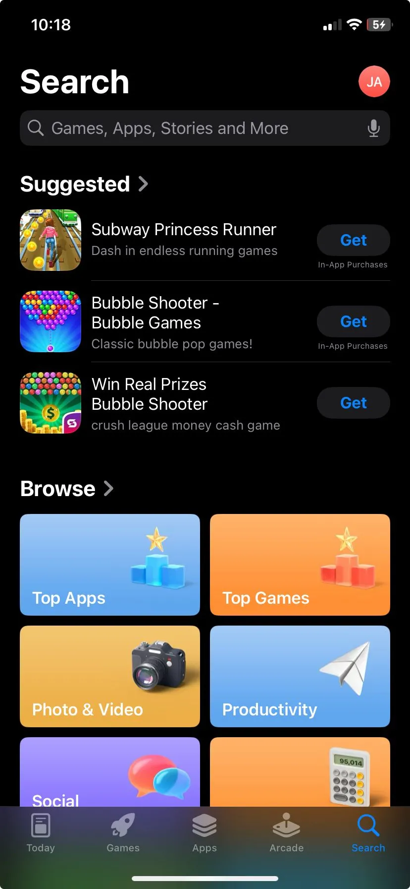 Cửa hàng Apple App Store hiển thị các ứng dụng gợi ý và tùy chọn duyệt
