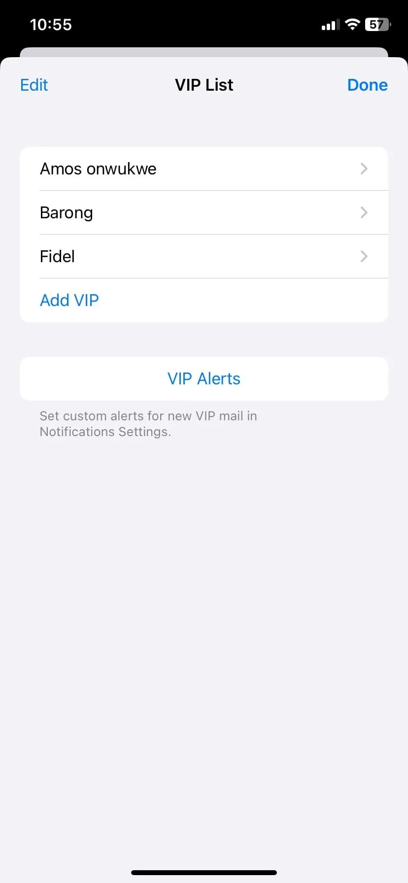 Danh sách liên hệ VIP được ưu tiên trong ứng dụng Apple Mail