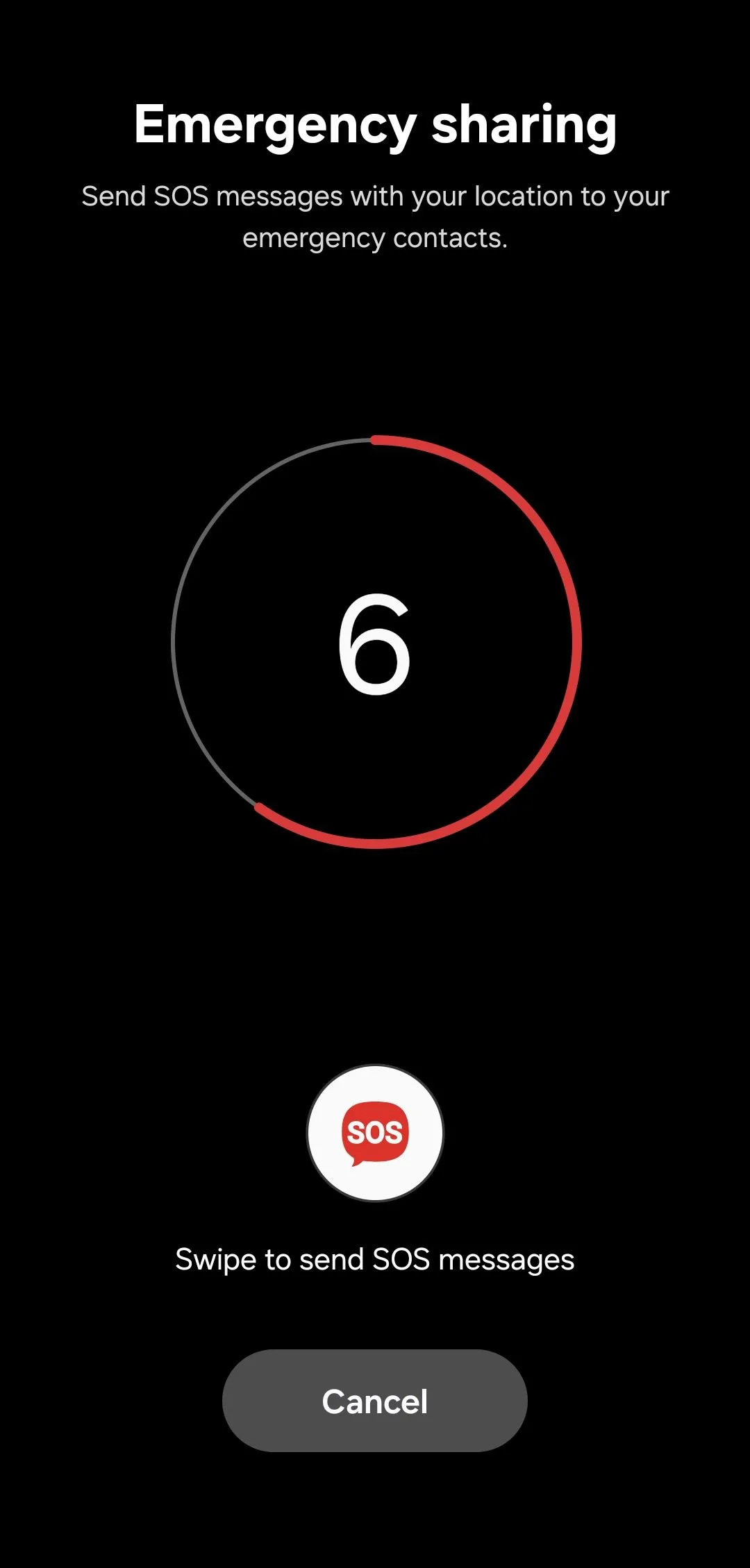 Demo tính năng SOS khẩn cấp trên điện thoại Android, minh họa cách kích hoạt cuộc gọi cấp cứu và gửi tin nhắn.