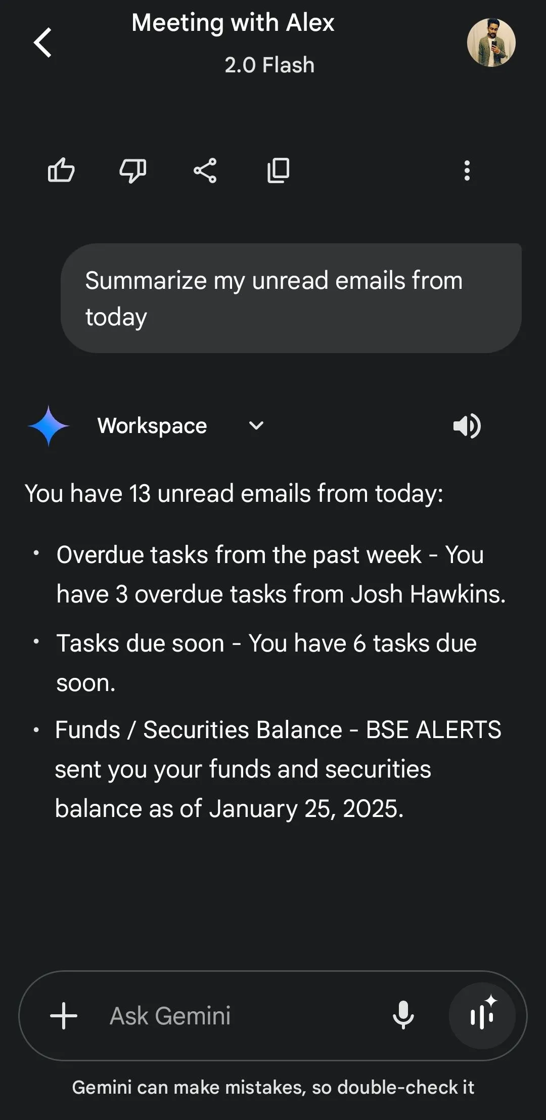 Gemini tóm tắt email chưa đọc trực tiếp từ Gmail