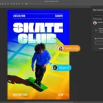 Giao diện Adobe Photoshop với tính năng cộng tác trực tiếp Live Co-Editing, hiển thị các biểu tượng người dùng đang chỉnh sửa