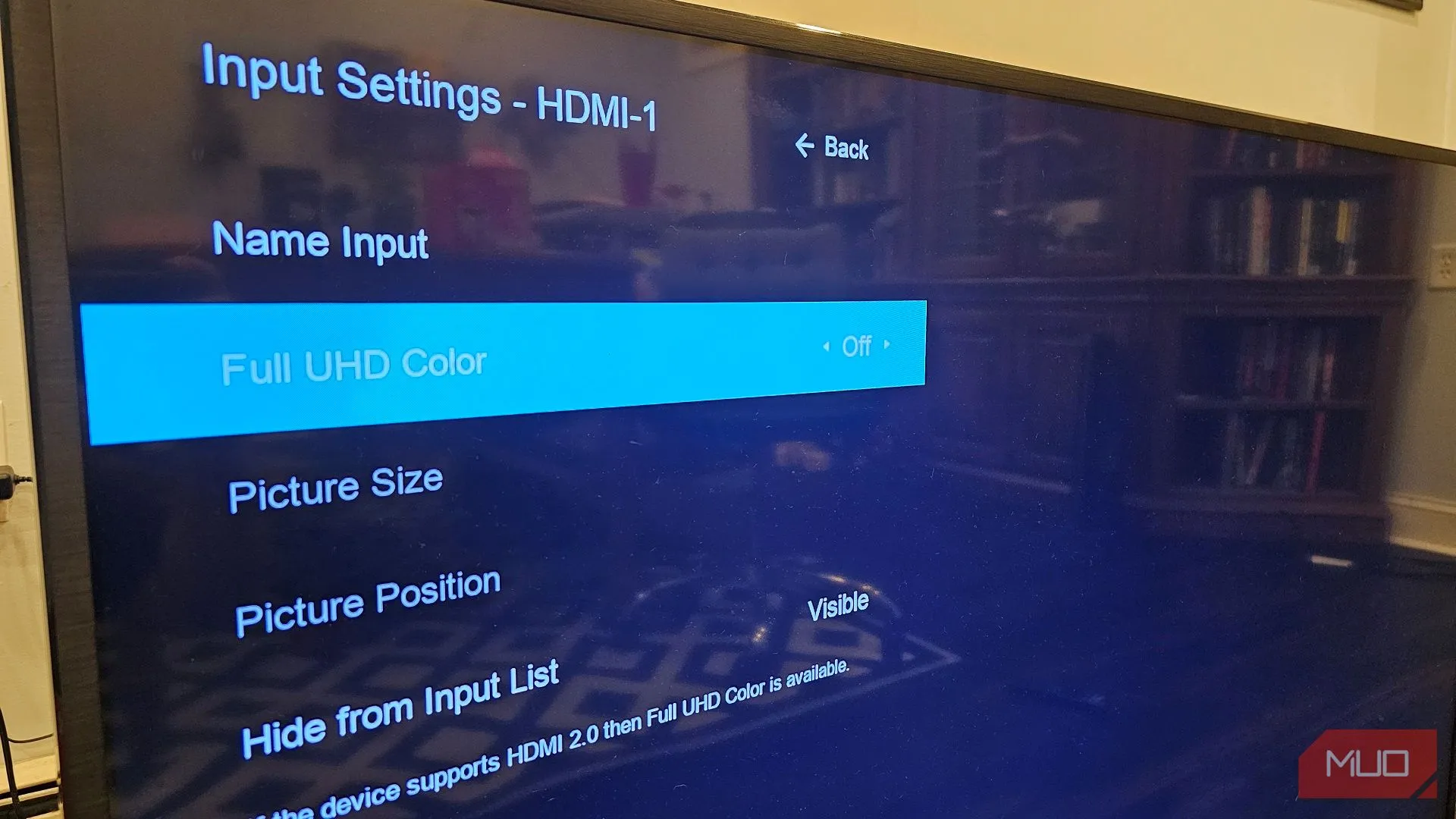 Giao diện cài đặt kích hoạt chế độ HDR Full UHD Color cho cổng HDMI trên Smart TV Vizio