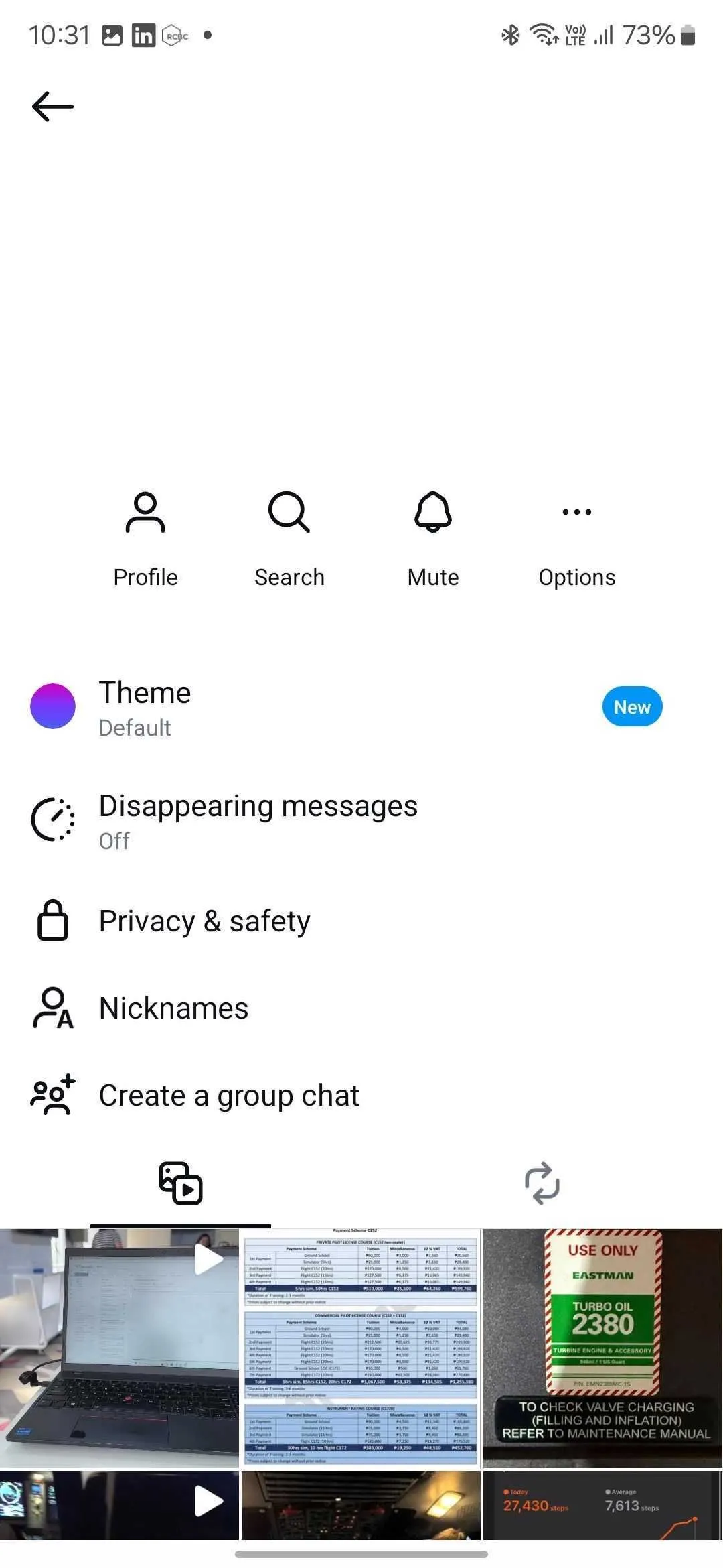 Giao diện cài đặt tin nhắn trực tiếp (DM) Instagram để bật mã hóa đầu cuối